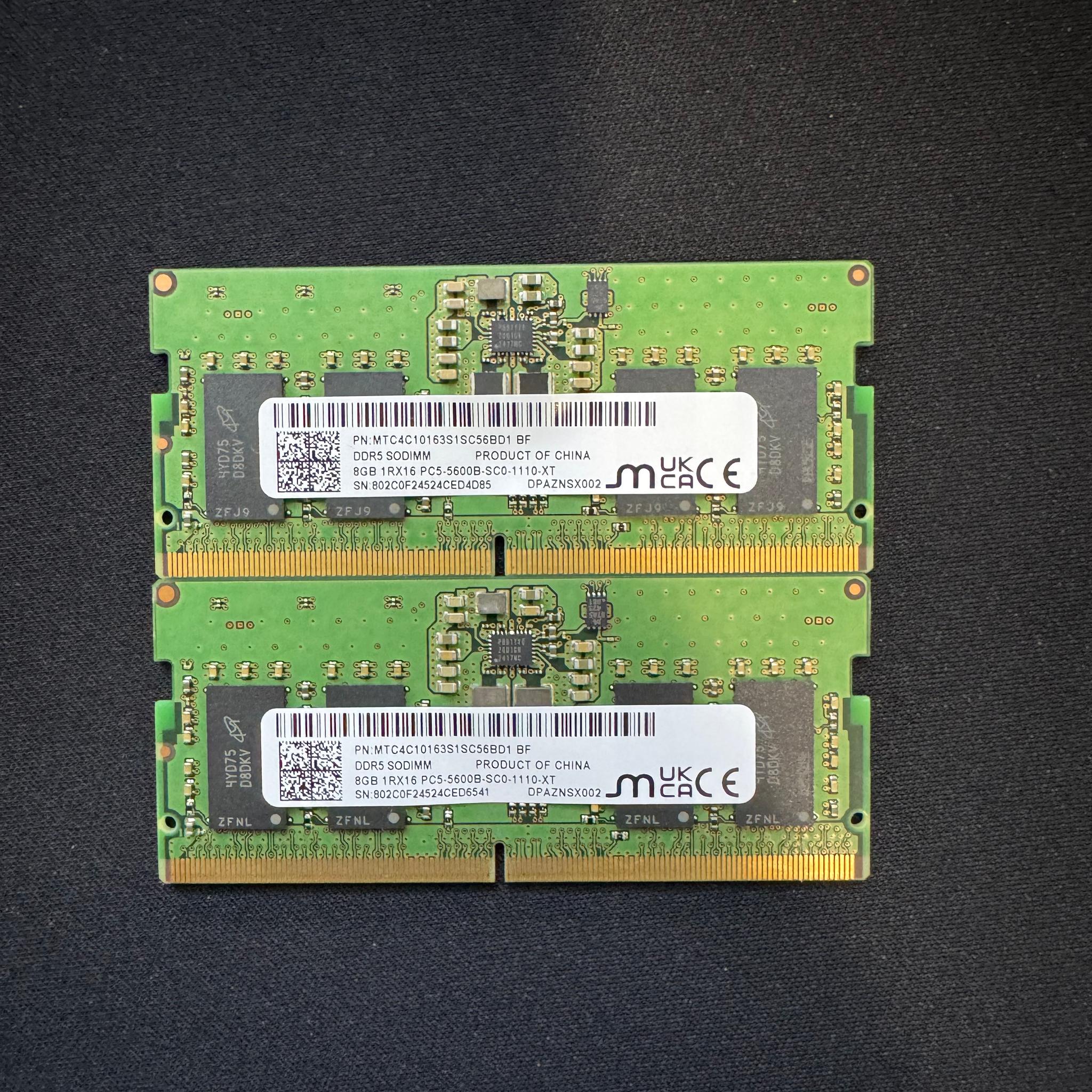 Micron - Original 8GB (1x8GB) DDR5 5600MHz PC5-44800 SODIMM - MTC4C10163S1SC56BD1