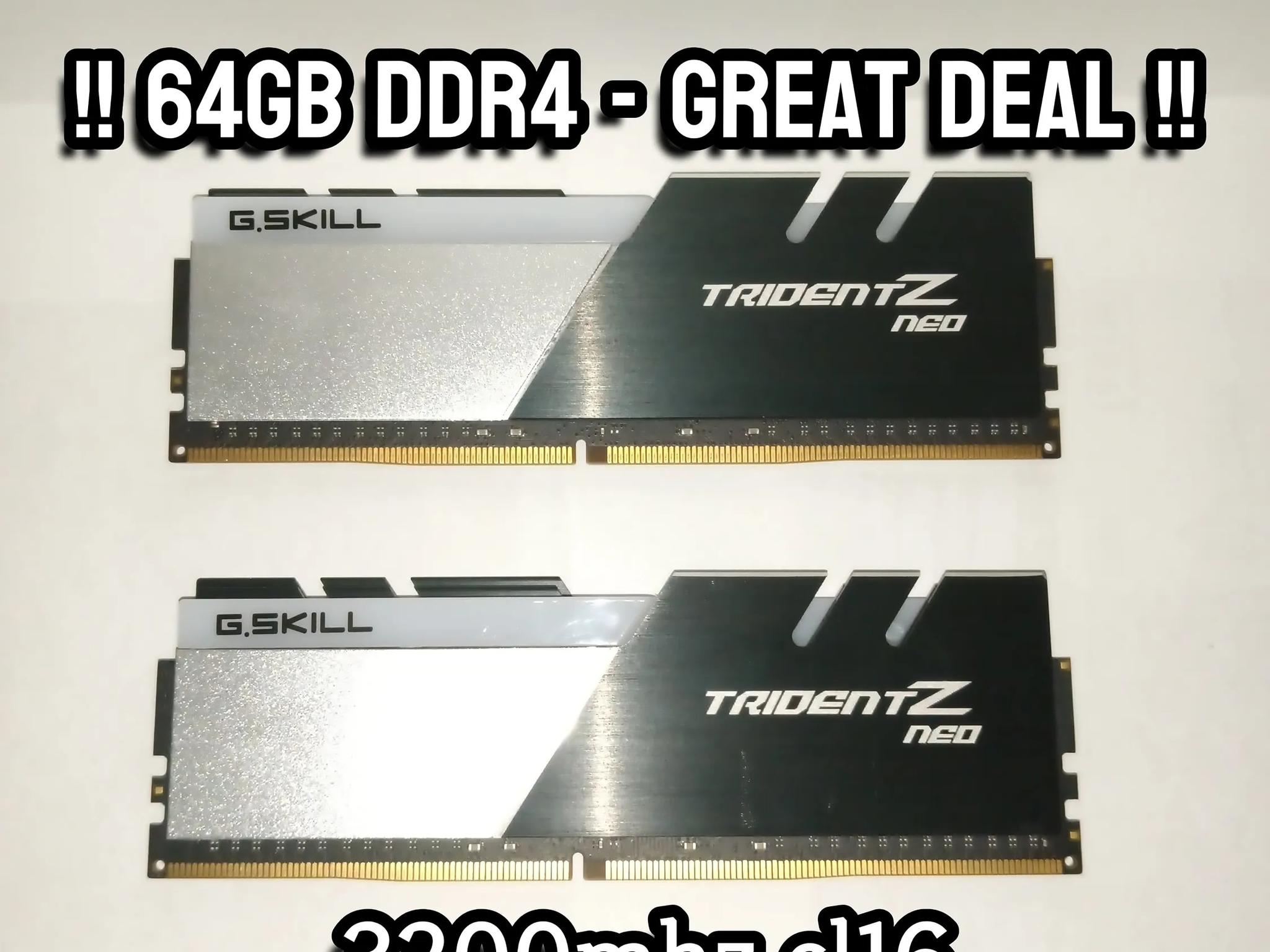 G.SKILL Trident Z Neo 64GB (2x32GB) 3200MHz CL16 DDR4