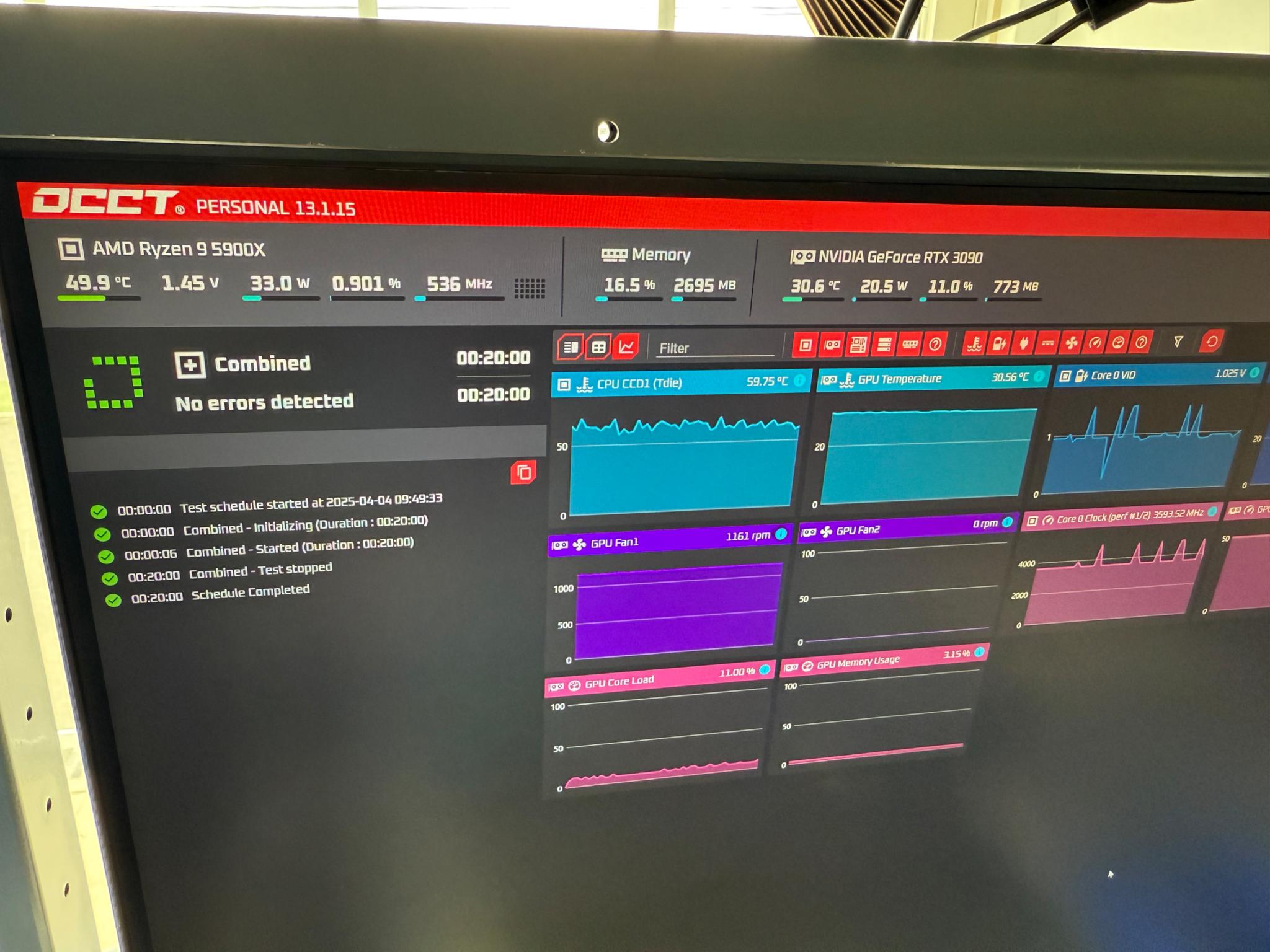 HP Omen 30L Gaming Desktop Ryzen 9 5900X RTX 3090 16GB RAM