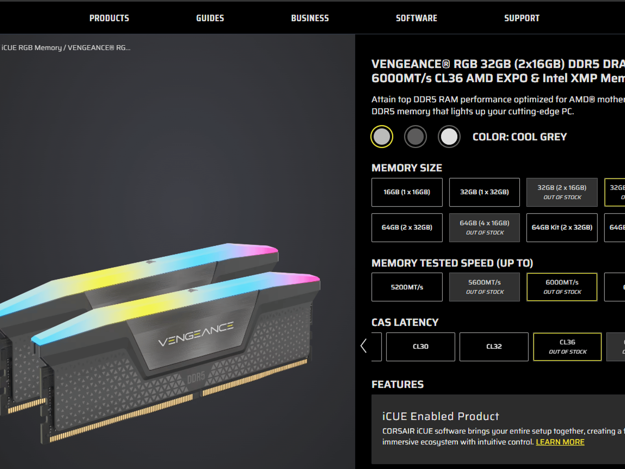 Corsair Vengence 32GB 6000mhz CL36