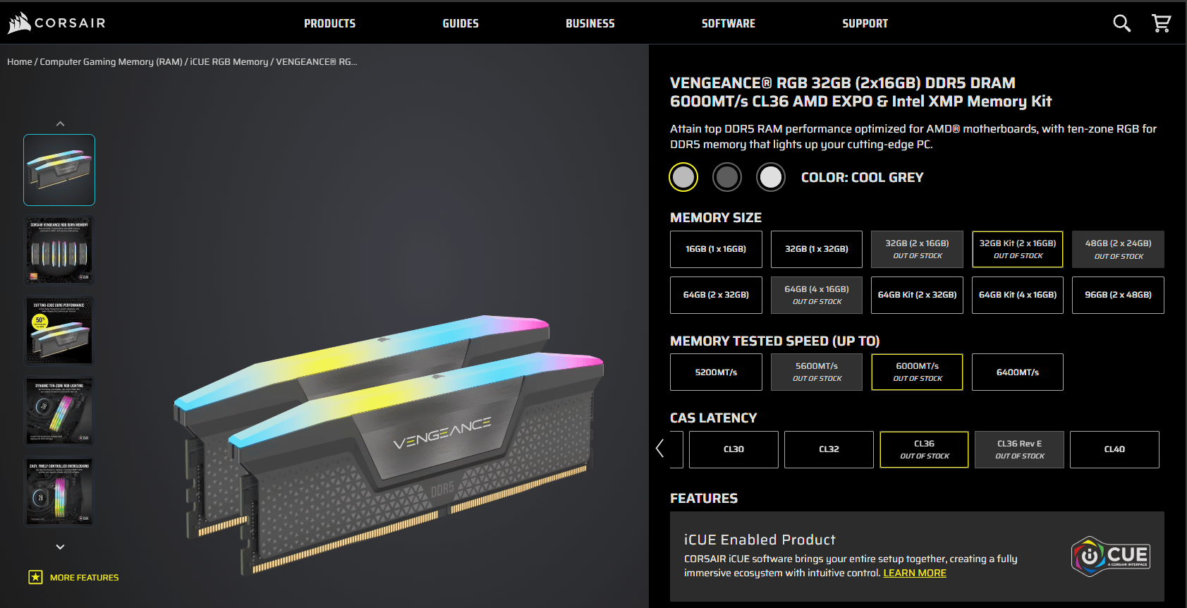 Corsair Vengence 32GB 6000mhz CL36