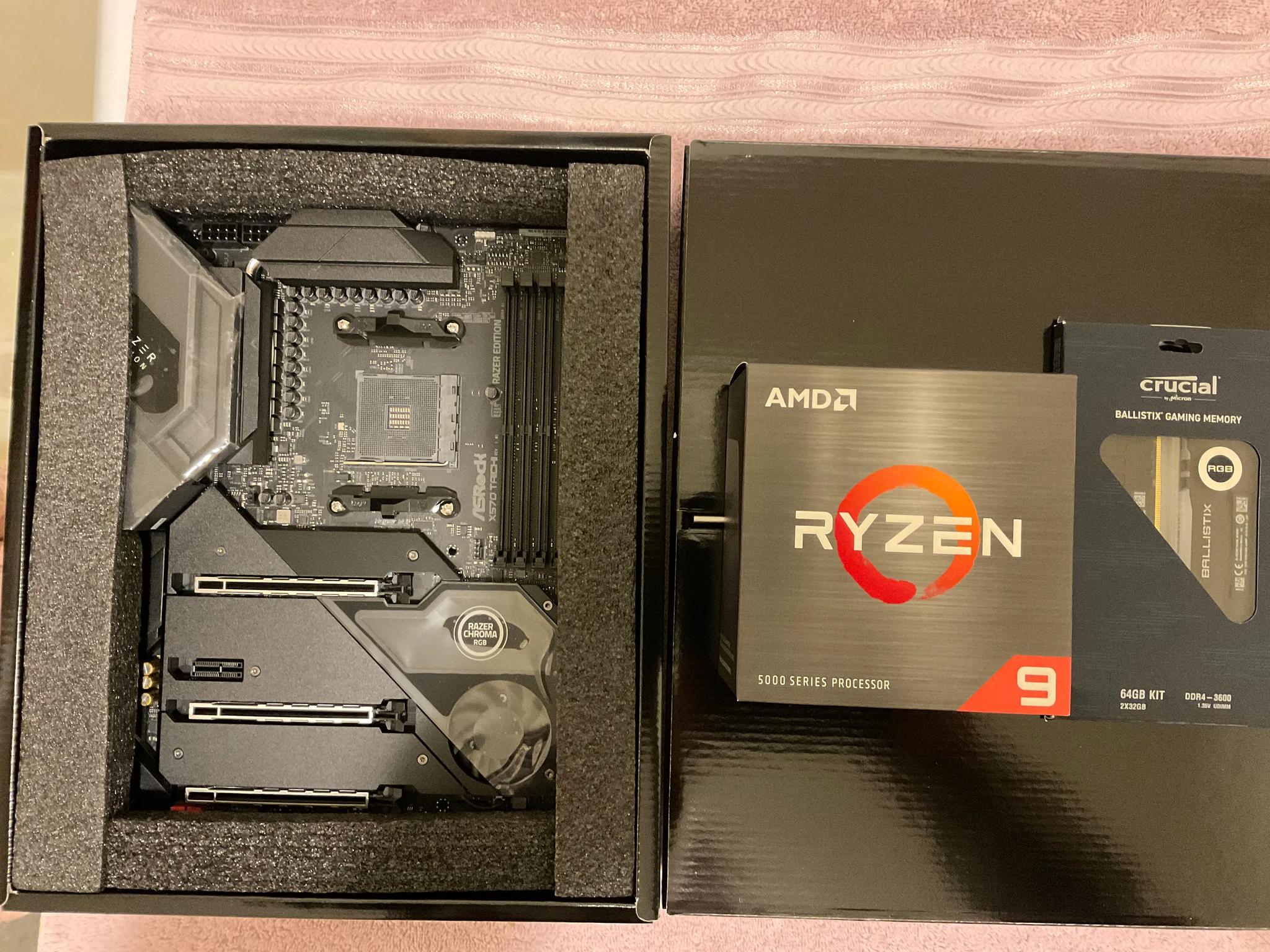 ASRock X570 Taichi Razer Edition Motherboard|Ryzen 9 5950X CPU|Crucial Ballistix DDR4 64GB kit