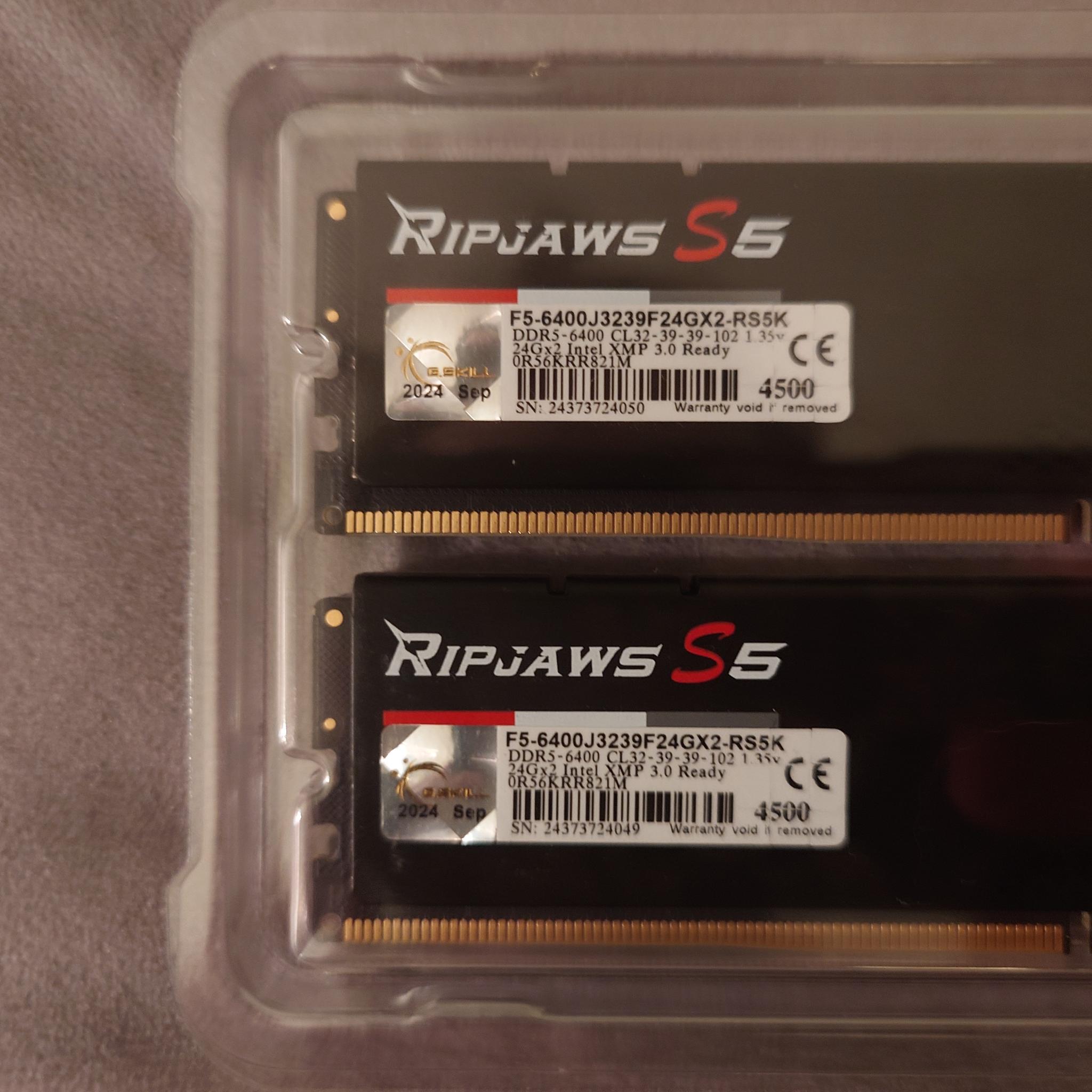 G.Skill Ripjaws DDR5 Ram 48GB Kit 2x24GB sticks 6400MT/s CL32 - Black