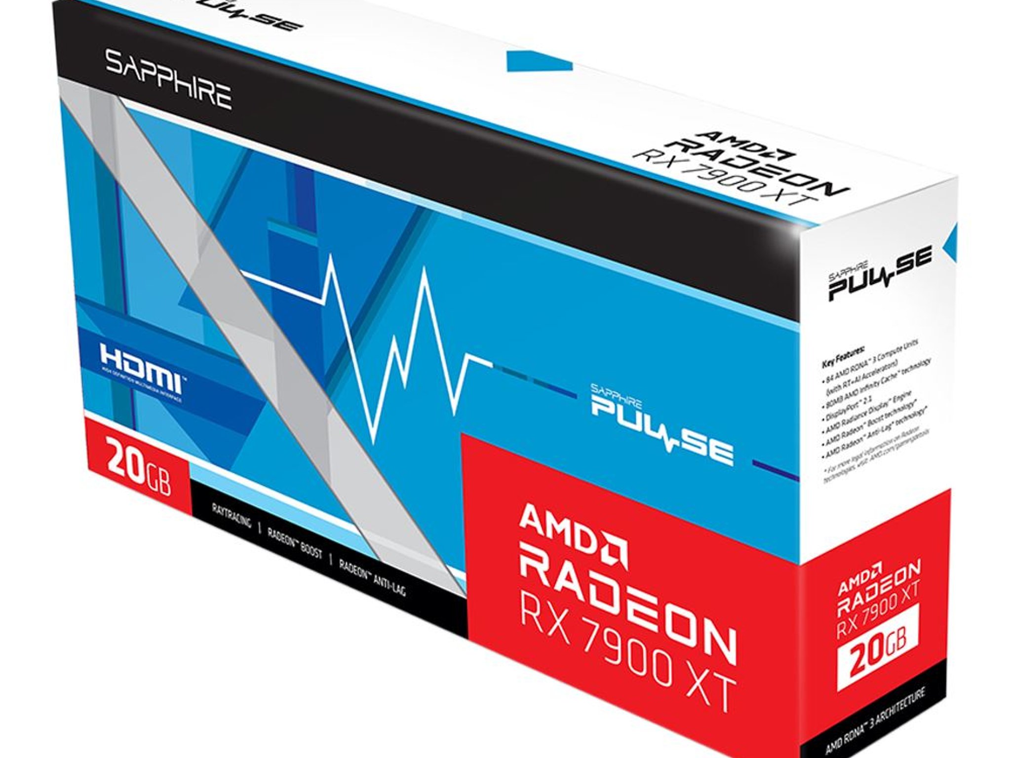 Sapphire Technology AMD Radeon RX 7900 XT Pulse Overclocked Triple Fan 20GB GDDR6 PCIe 4.0 GPU