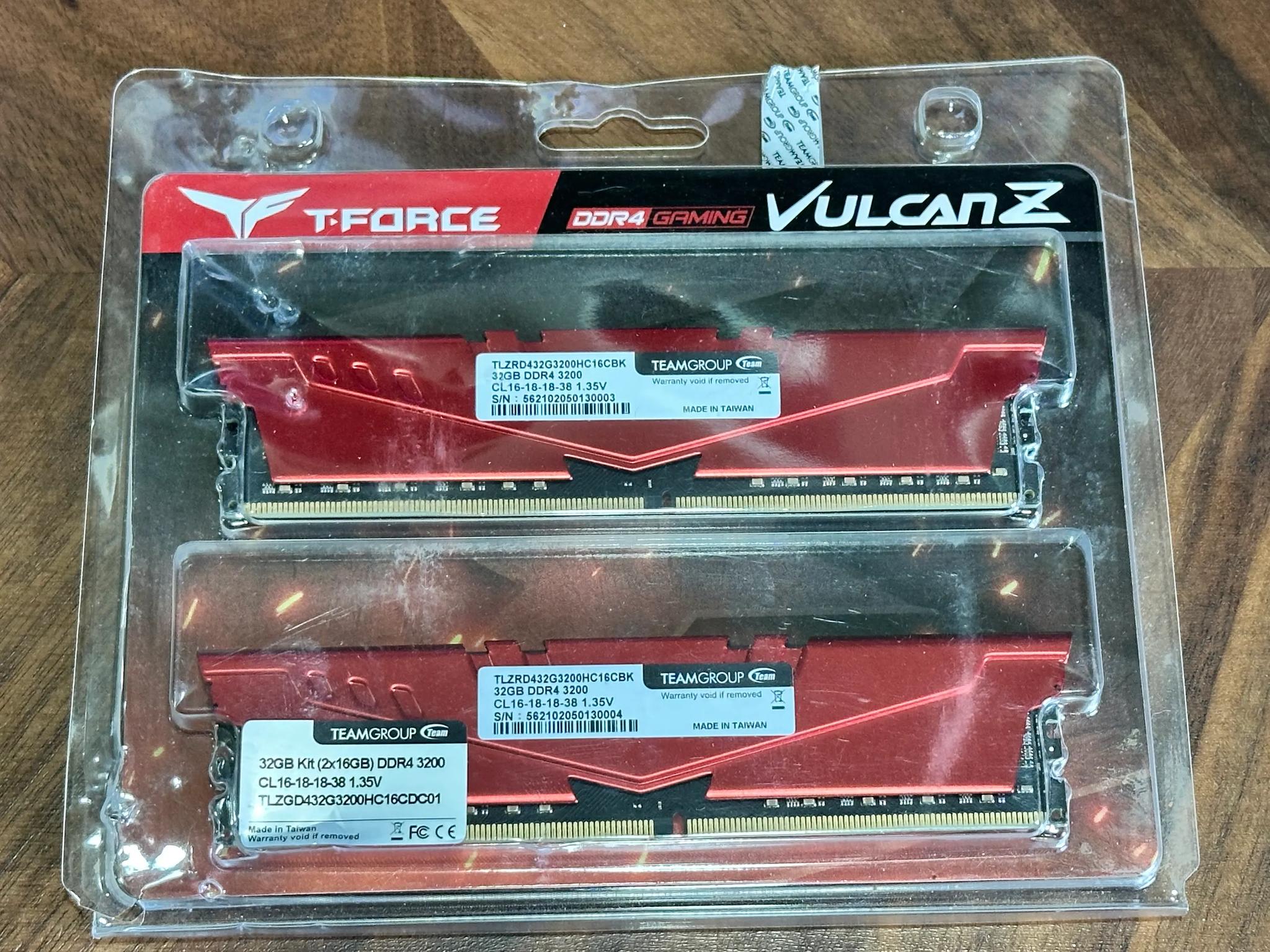 TEAMGROUP T-Force Vulcan Z DDR4 32GB Kit (2x16GB) 3200MHz (PC4-25600) CL16