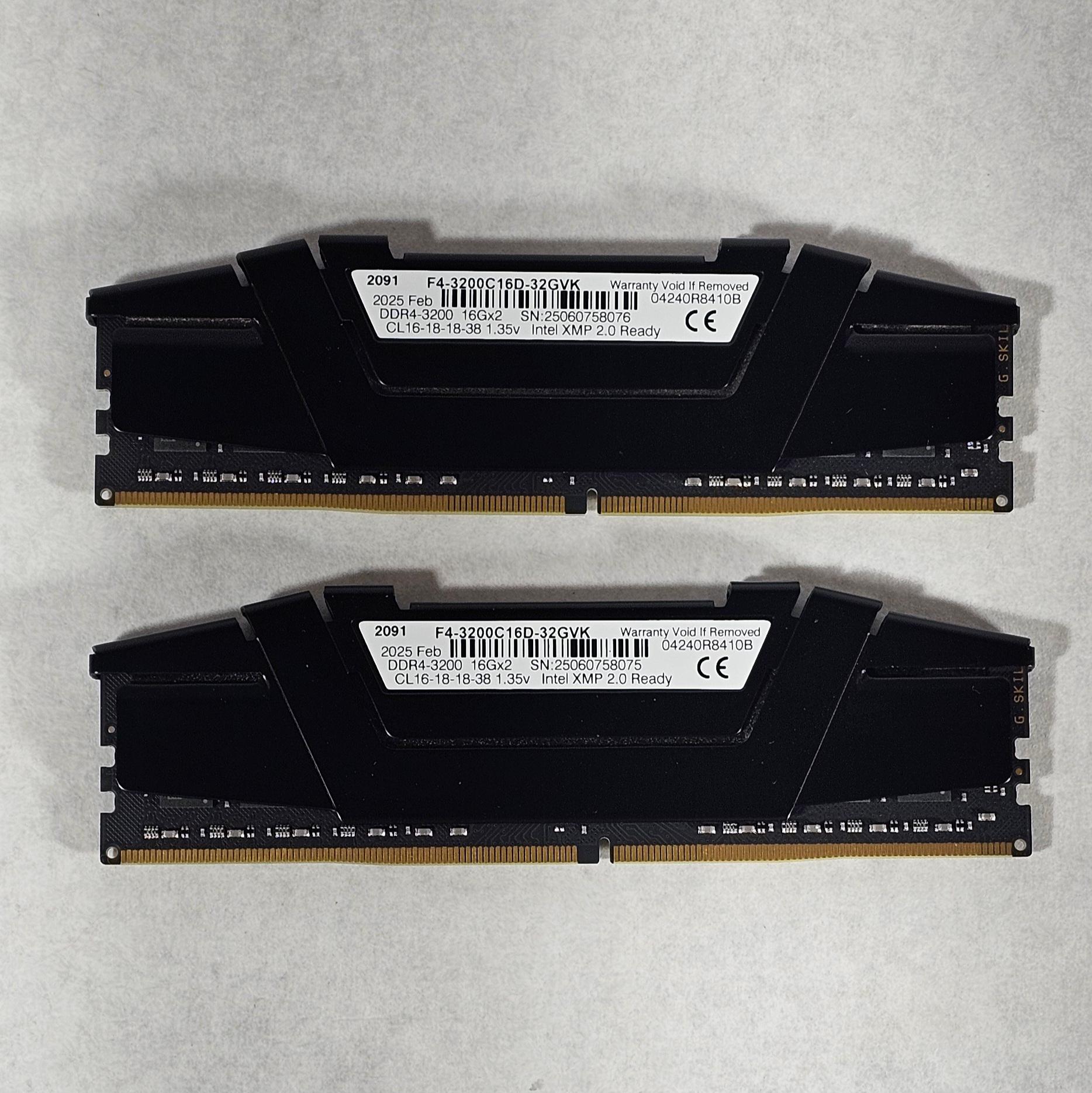 32GB DDR4 (2x16GB) 3200MT/s CL16 G.SKILL RIPJAWS V Series