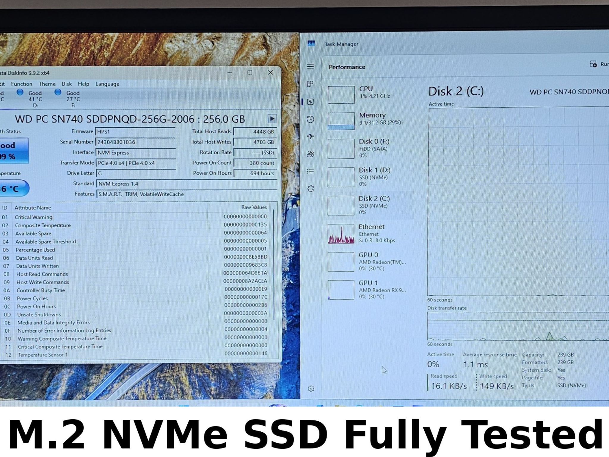 256GB NVMe M.2 SSD WD PC SN740 Gen4