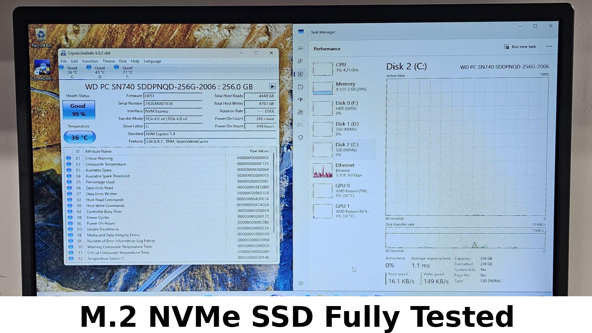 256GB NVMe M.2 SSD WD PC SN740 Gen4