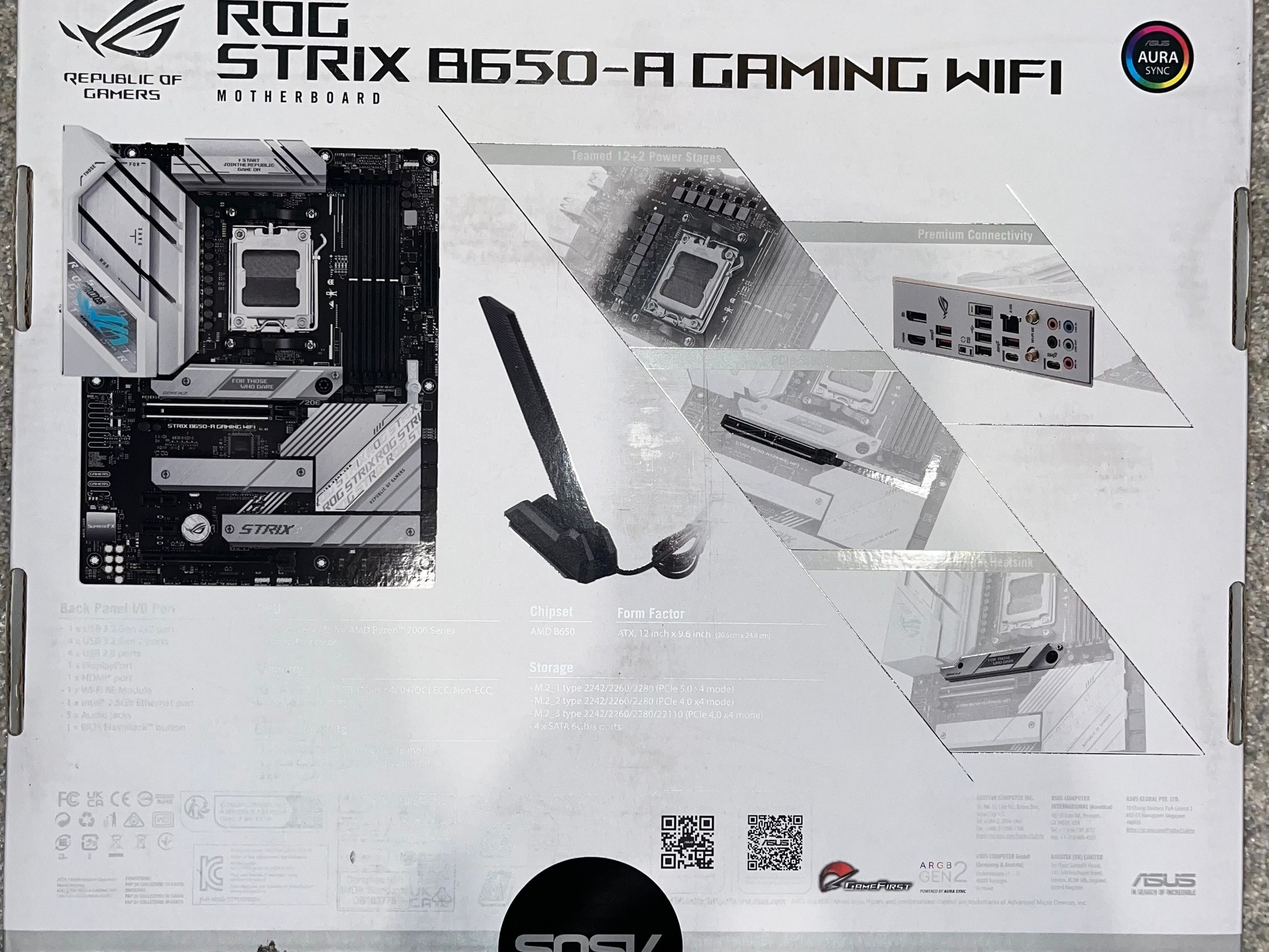 ASUS ROG STRIX B650-A GAMING WIFI (Socket AM5) AMD B650 ATX DDR5 Wi-Fi 6E AURA