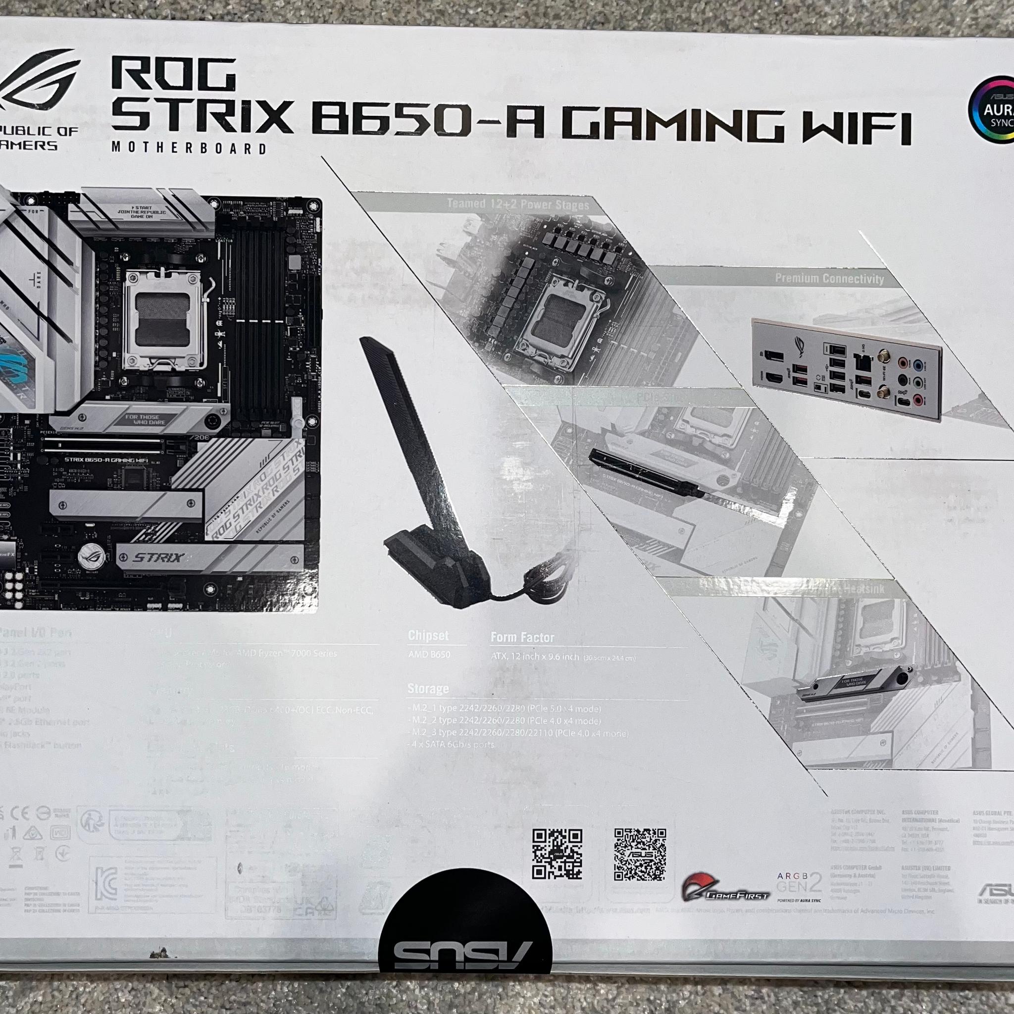 ASUS ROG STRIX B650-A GAMING WIFI (Socket AM5) AMD B650 ATX DDR5 Wi-Fi 6E AURA