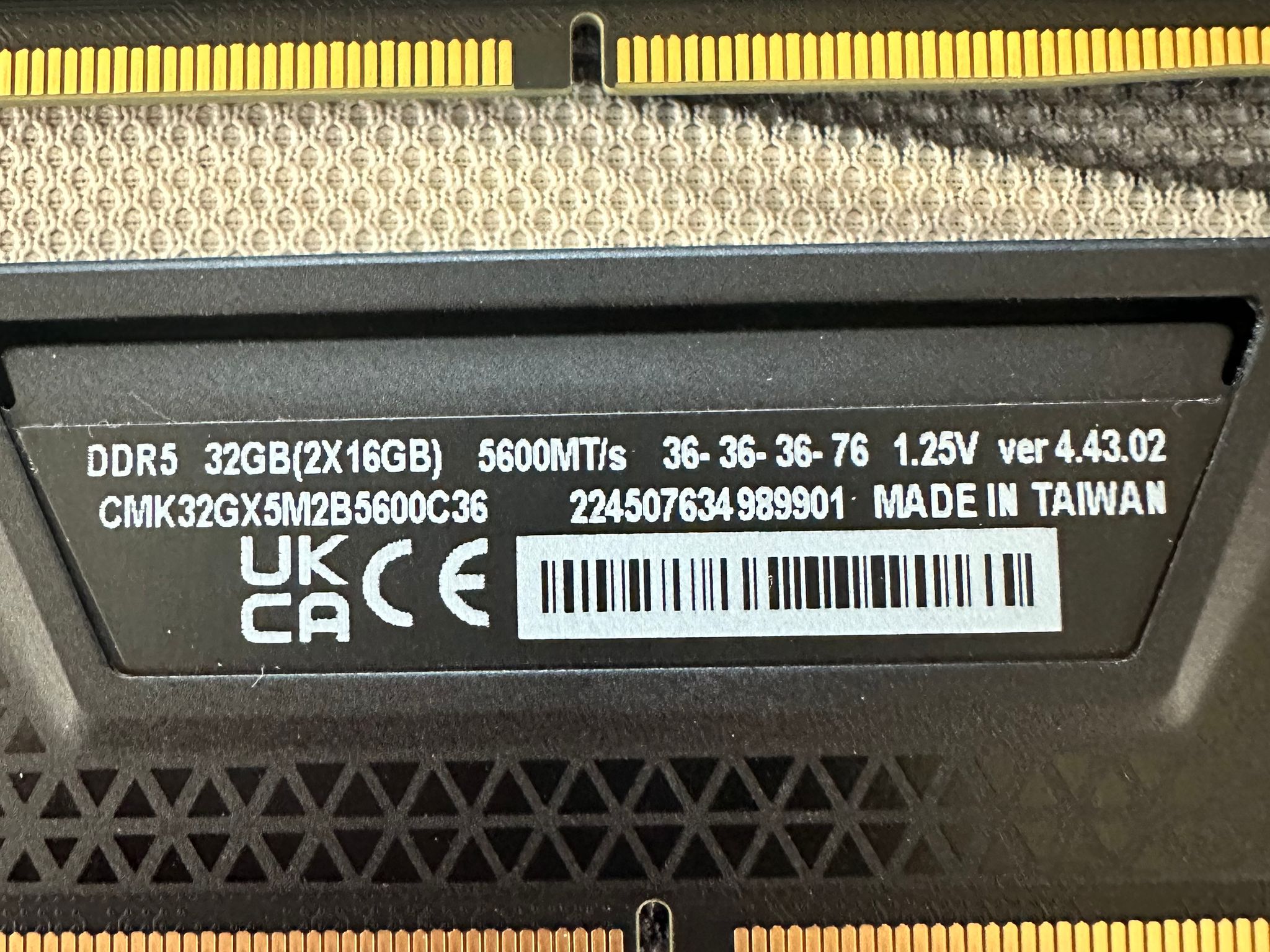32gb Corsair Vengeance DDR5 5600mt/s cl36