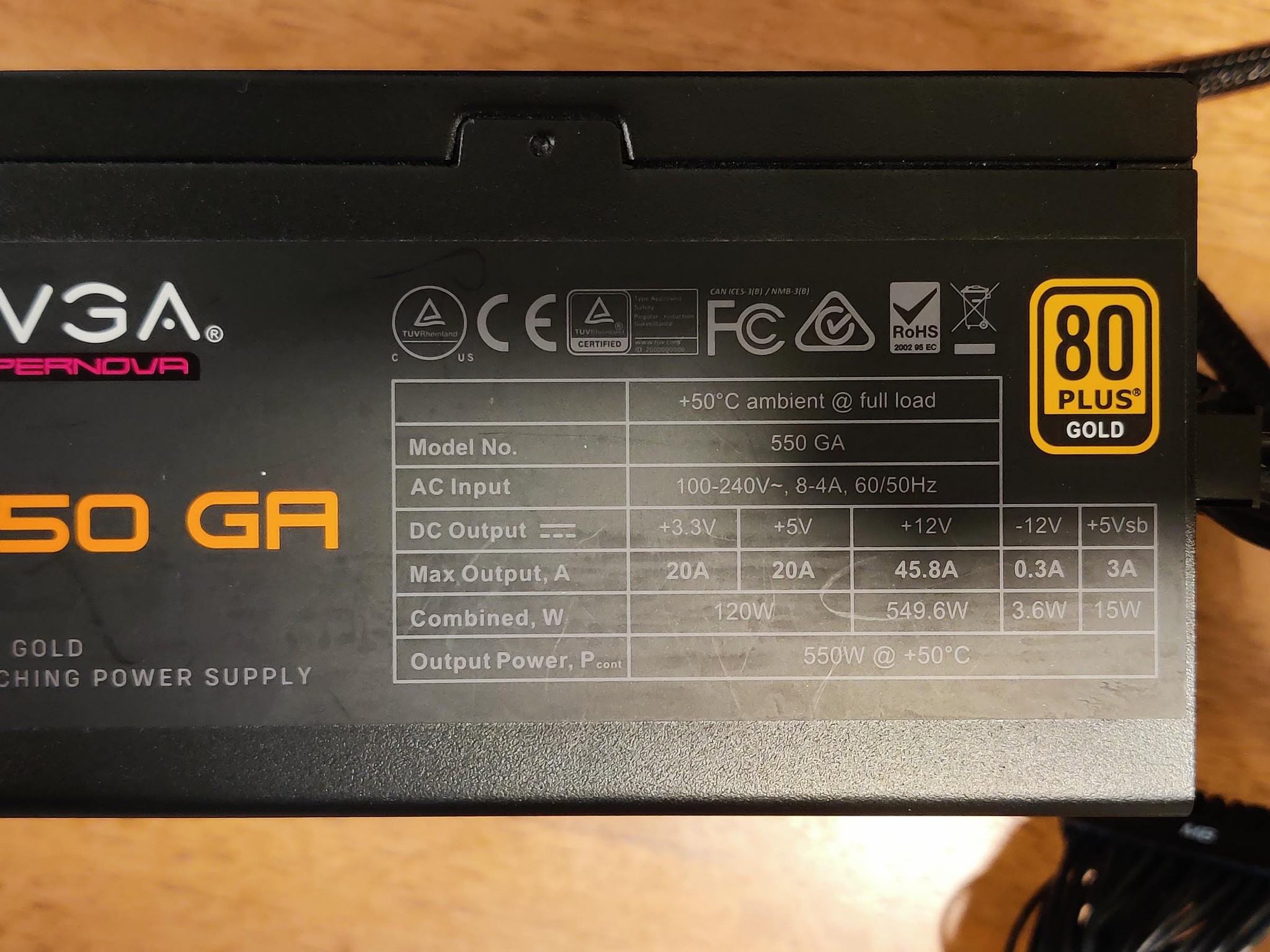 EVGA SuperNOVA 550 GA PSU