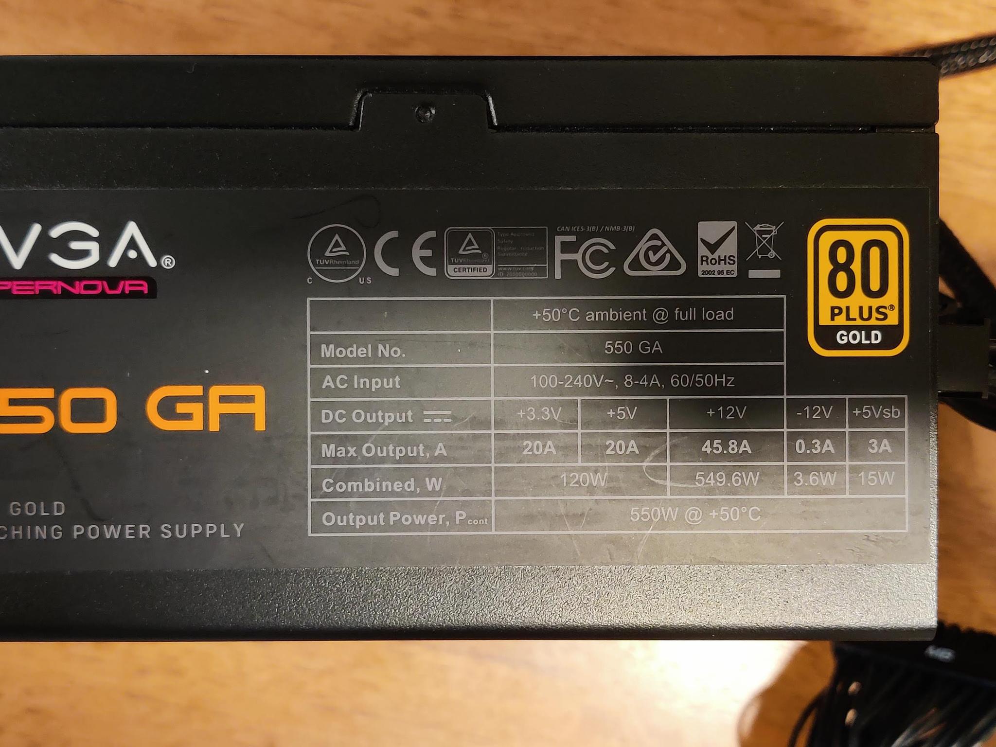 EVGA SuperNOVA 550 GA PSU
