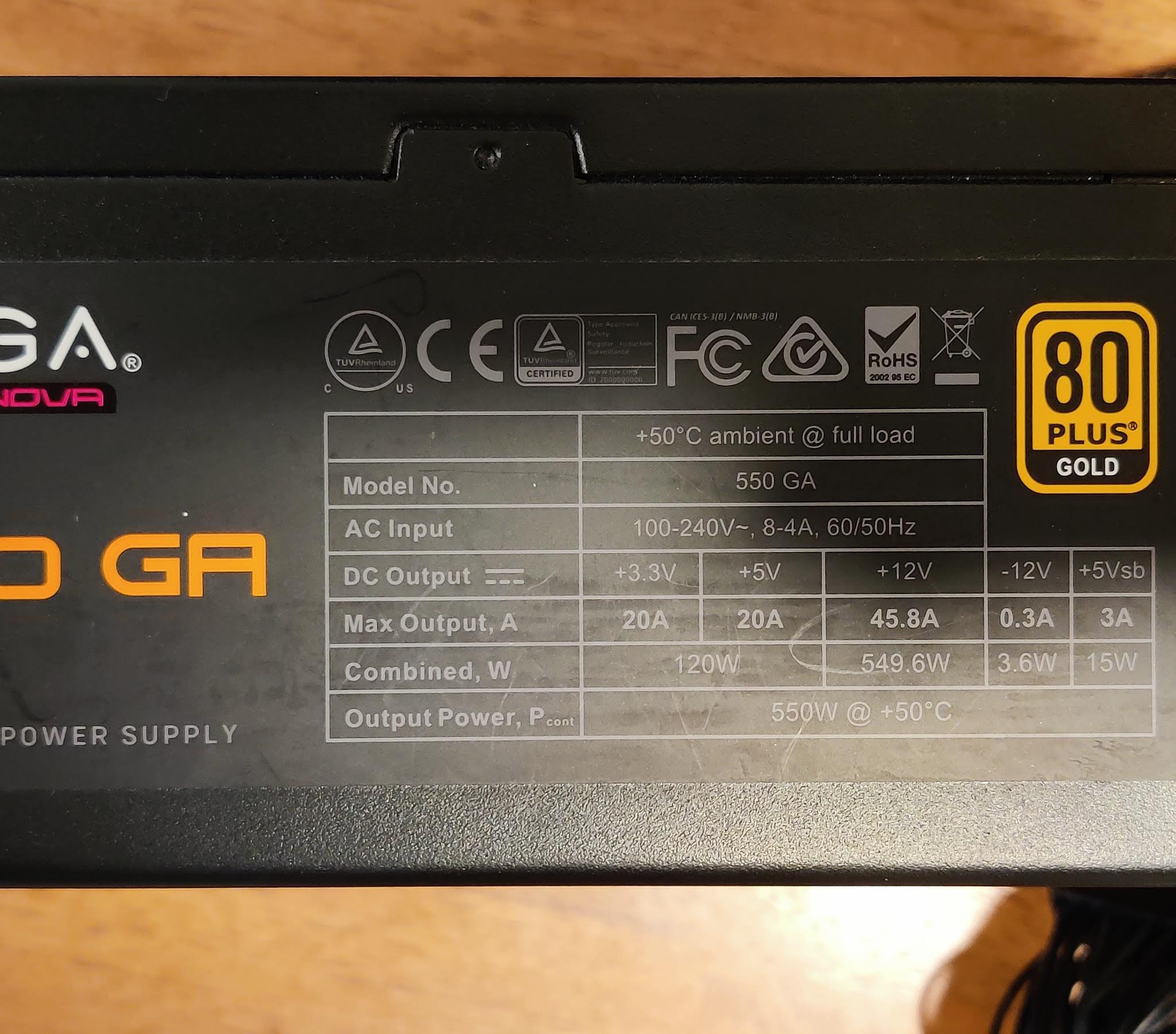 EVGA SuperNOVA 550 GA PSU
