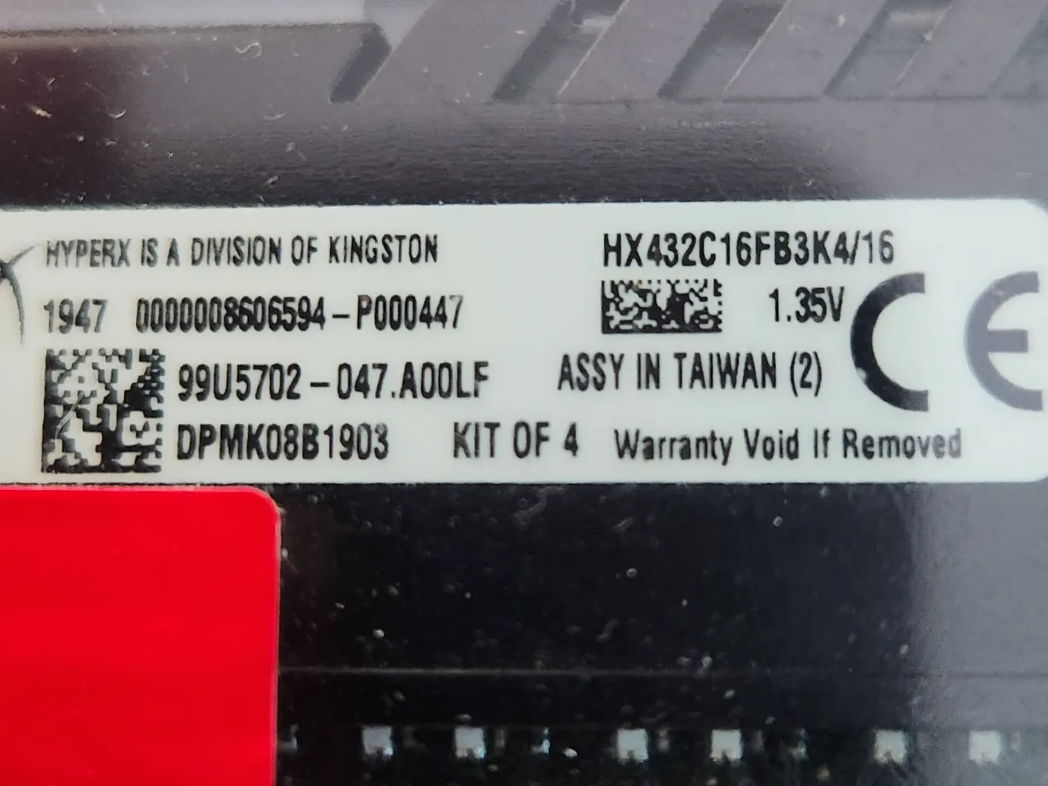 kingston hyper fury X ddr4 3200 16GB(4x4GB)