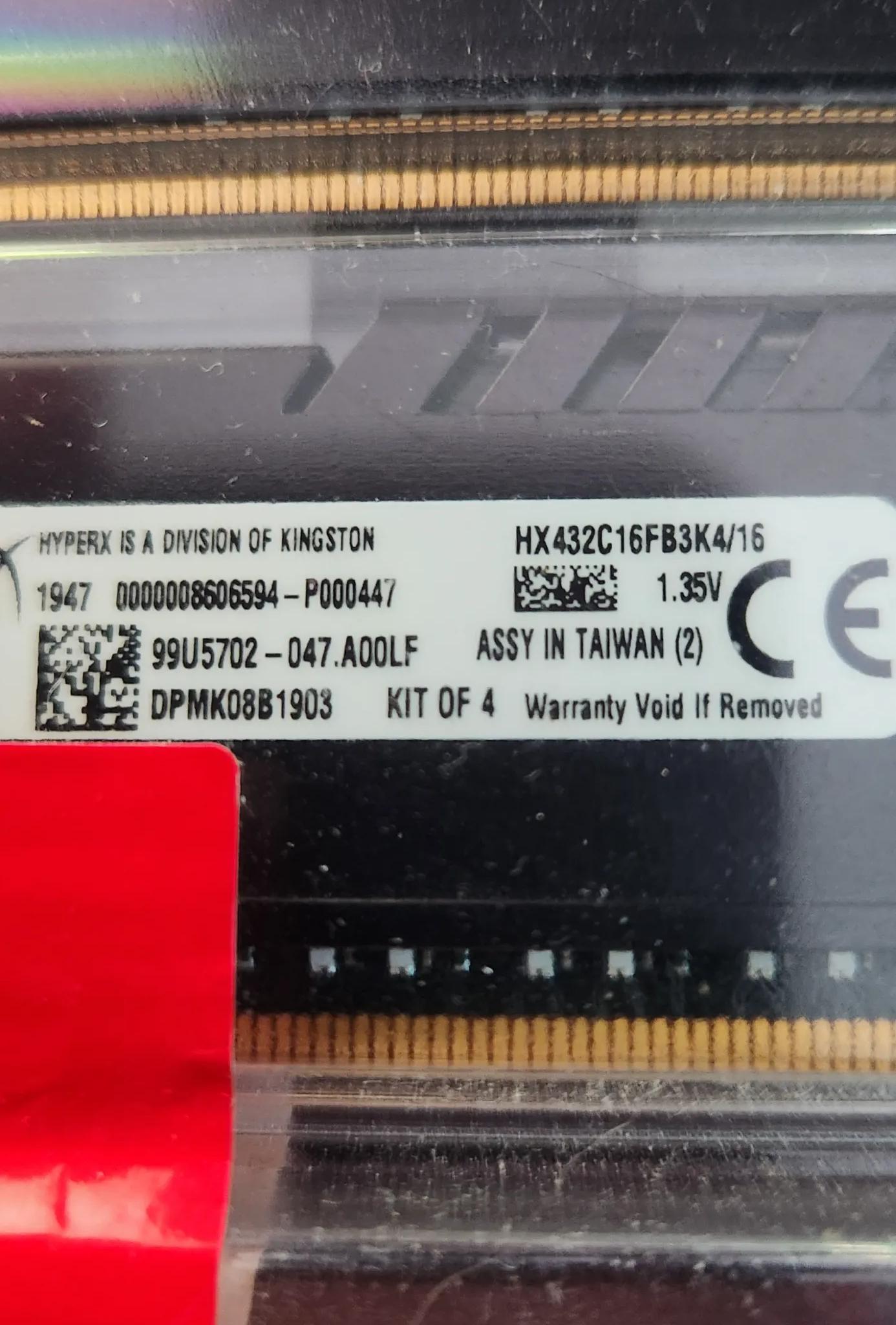 kingston hyper fury X ddr4 3200 16GB(4x4GB)