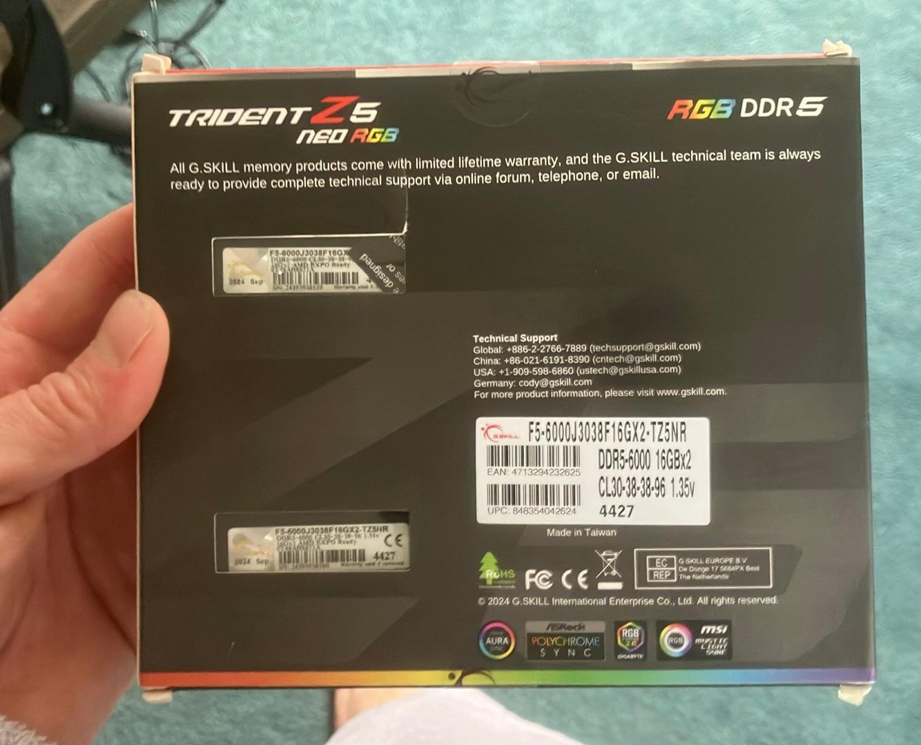 Trident Z5 Neo 32GB DDR5 RAM cl30 6000MT/s RGB