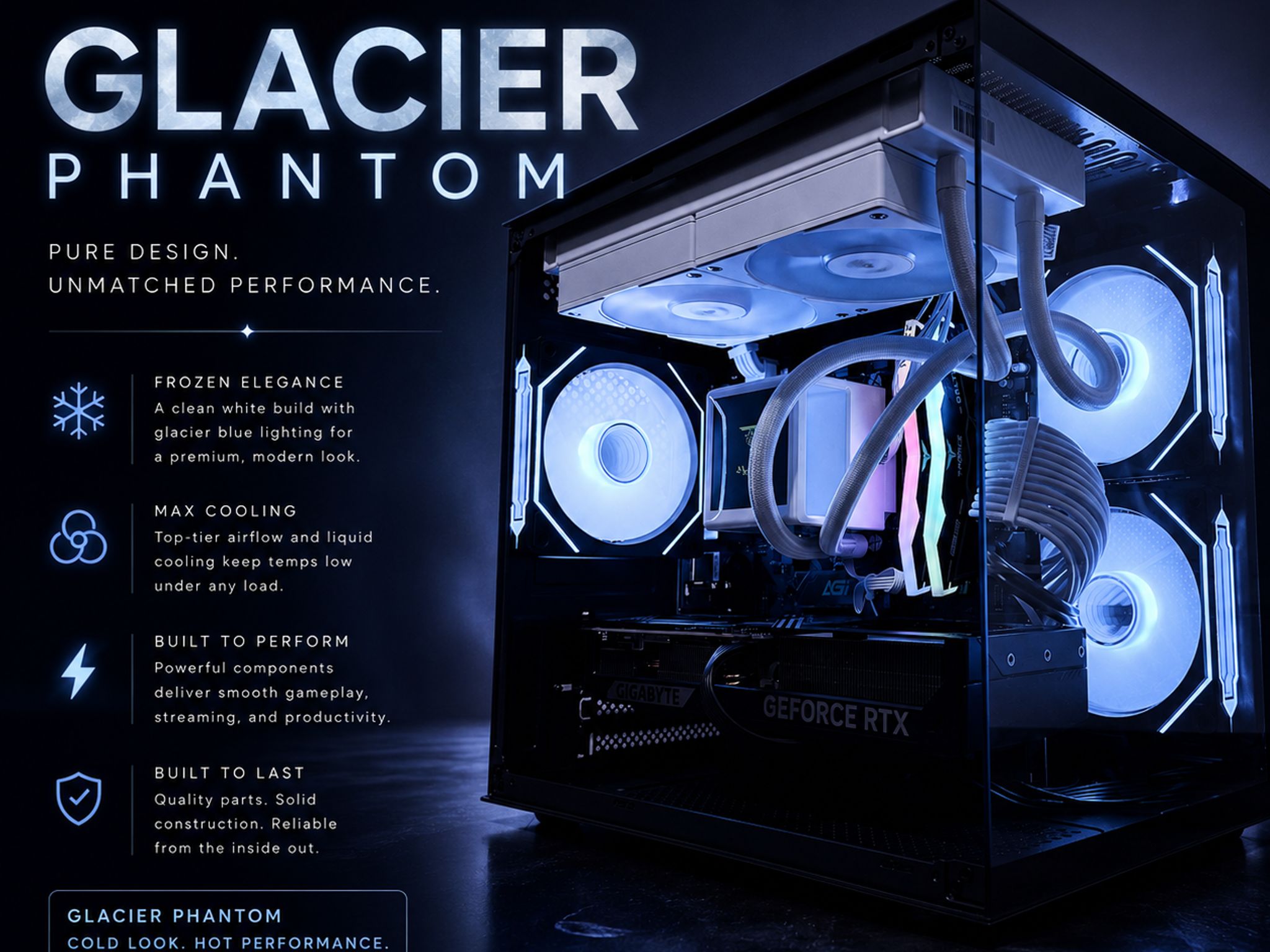 ❄️"Glacier Phantom"❄️| 1440p Gaming | RTX 5070 | Ryzen 5 7600X | 32B Ram | 1tb NVMe SSD | WiFi