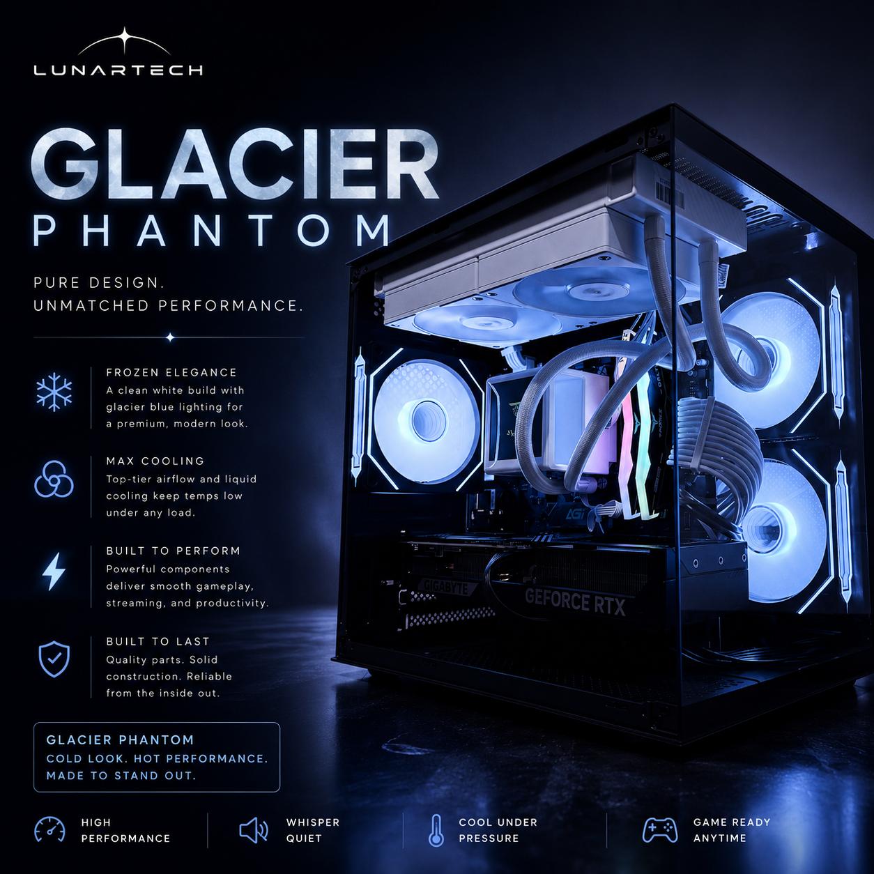 ❄️"Glacier Phantom"❄️| 1440p Gaming | RTX 5070 | Ryzen 5 7600X | 32B Ram | 1tb NVMe SSD | WiFi
