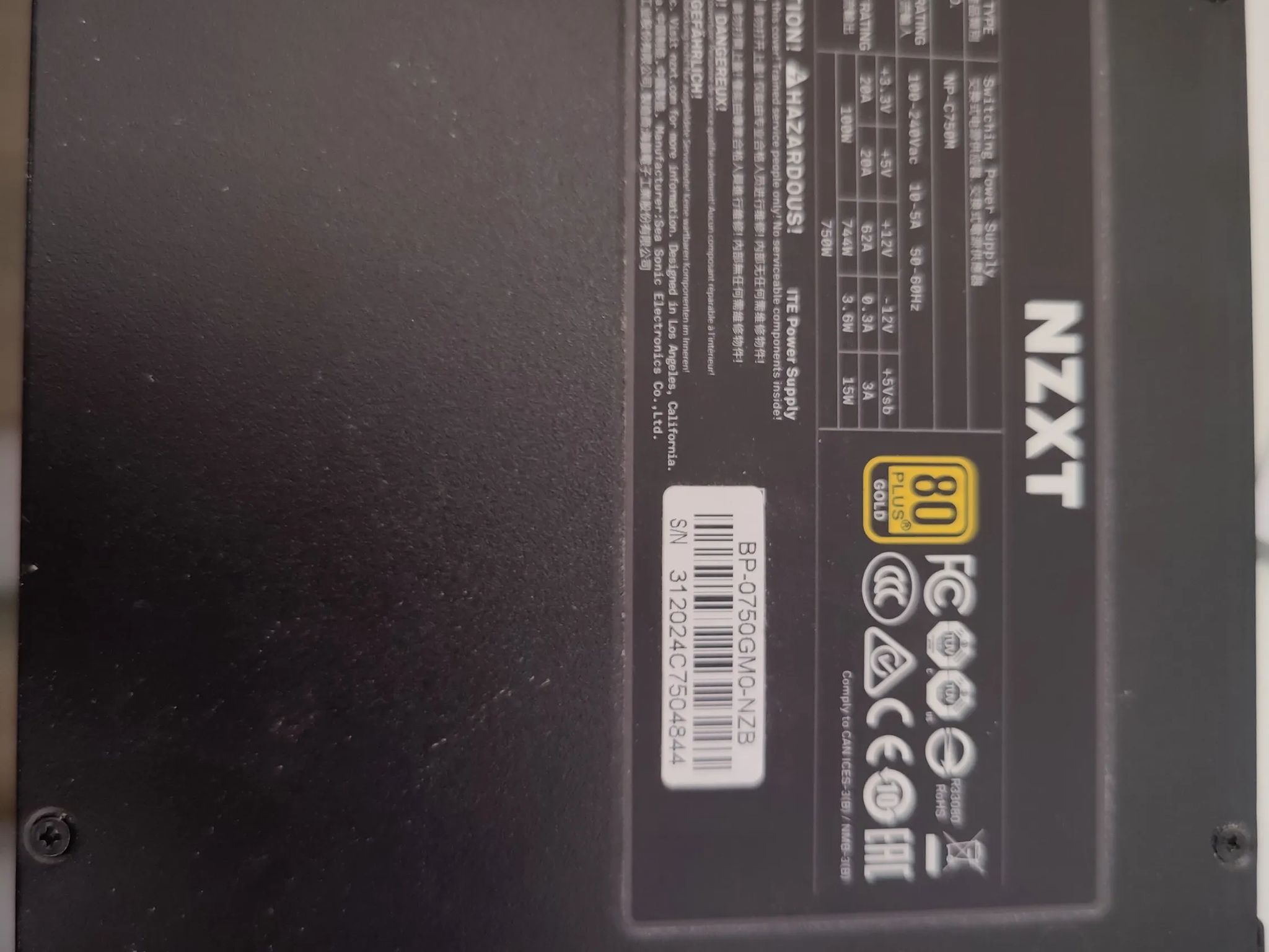 NZXT 750W Gold