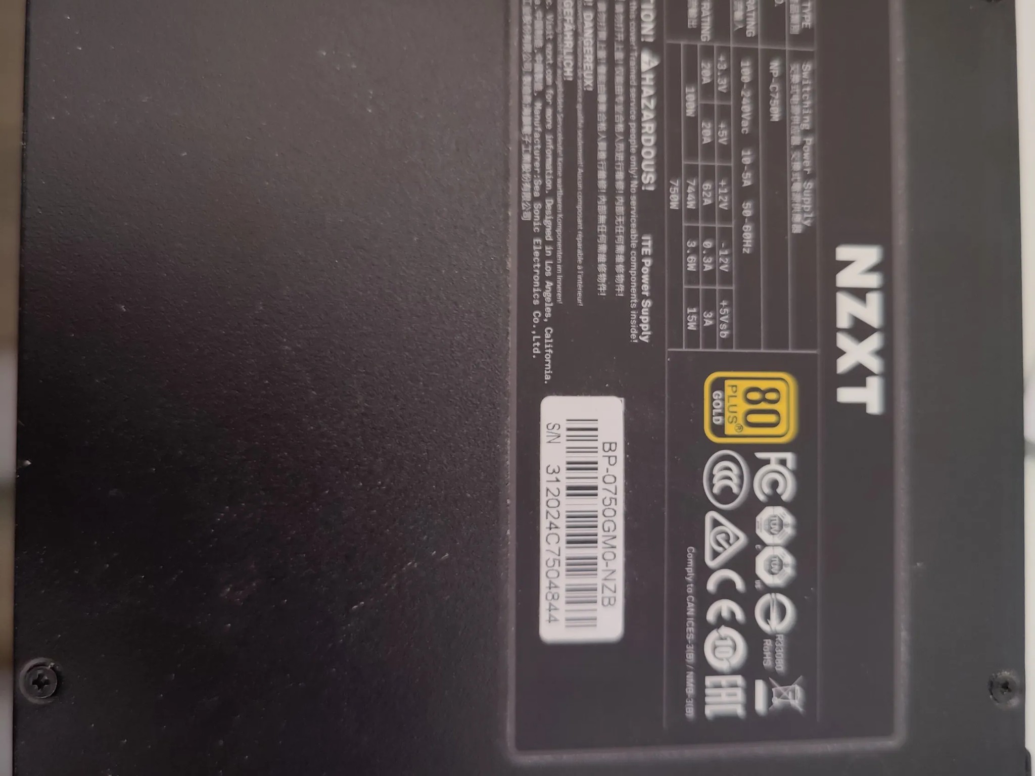 NZXT 750W Gold
