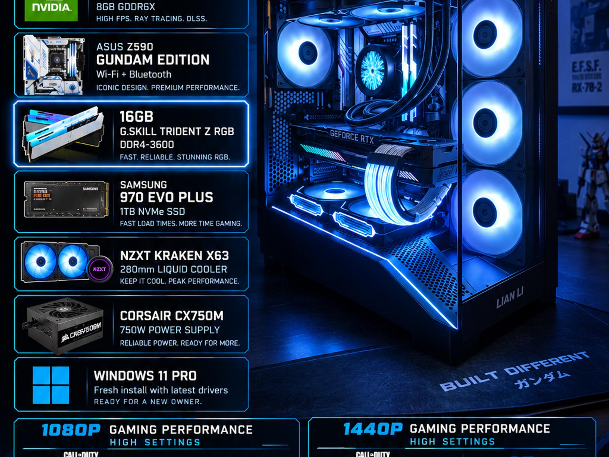 🔥 RTX 3070 Ti Gaming PC | i9 | 1440p | Gundam Edition | RGB