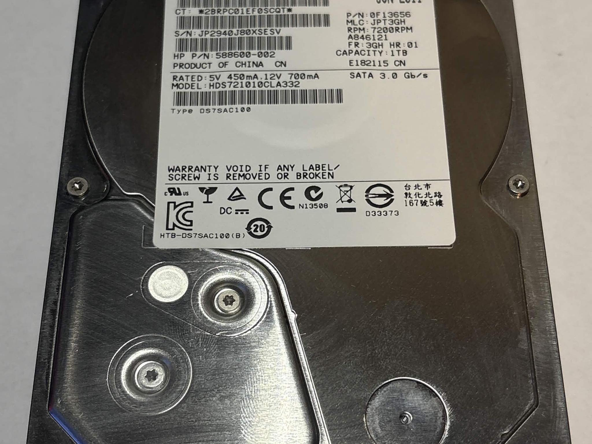 Hitachi 1TB 7200RPM SATA Hard Drive | SMART Caution | Fully Functional