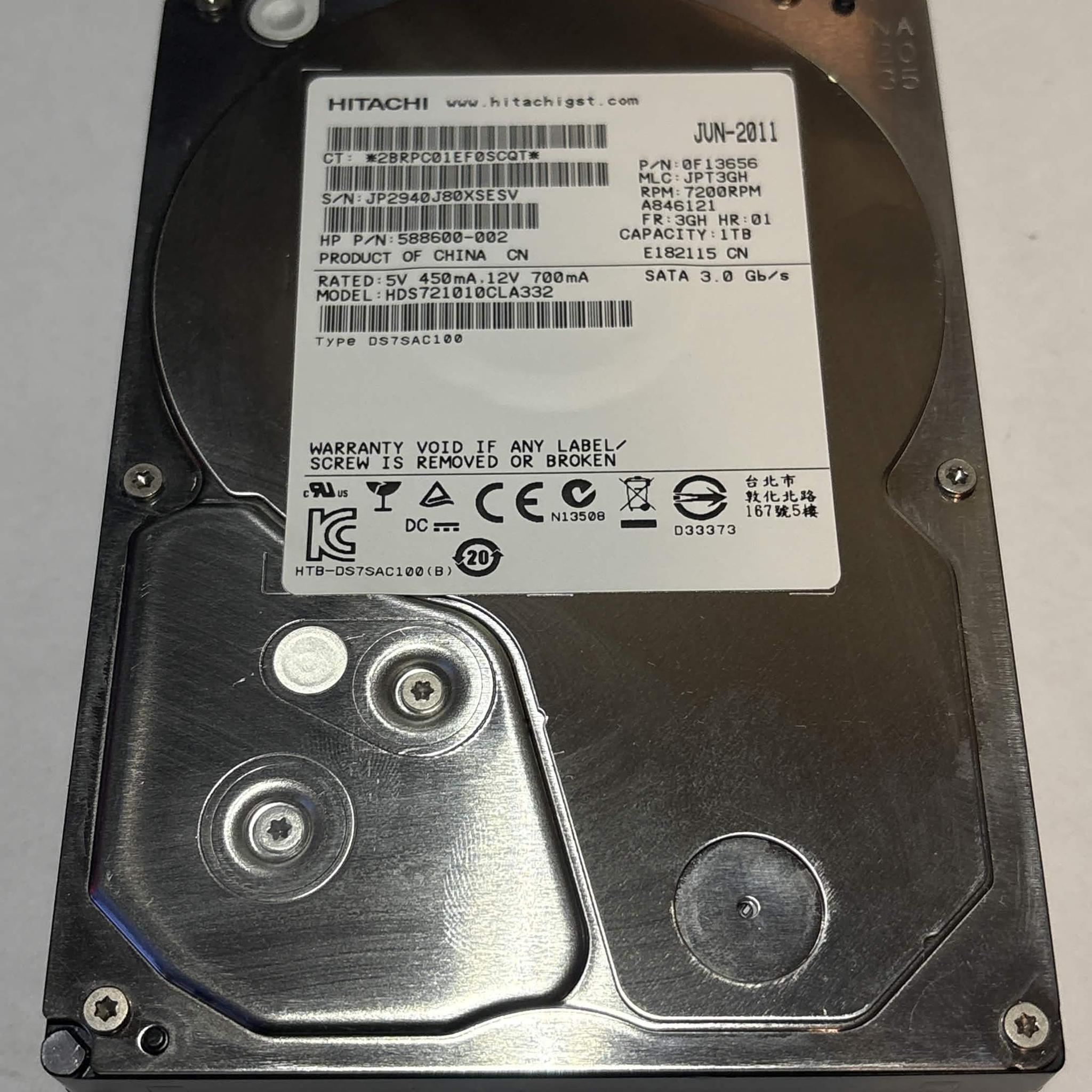 Hitachi 1TB 7200RPM SATA Hard Drive | SMART Caution | Fully Functional