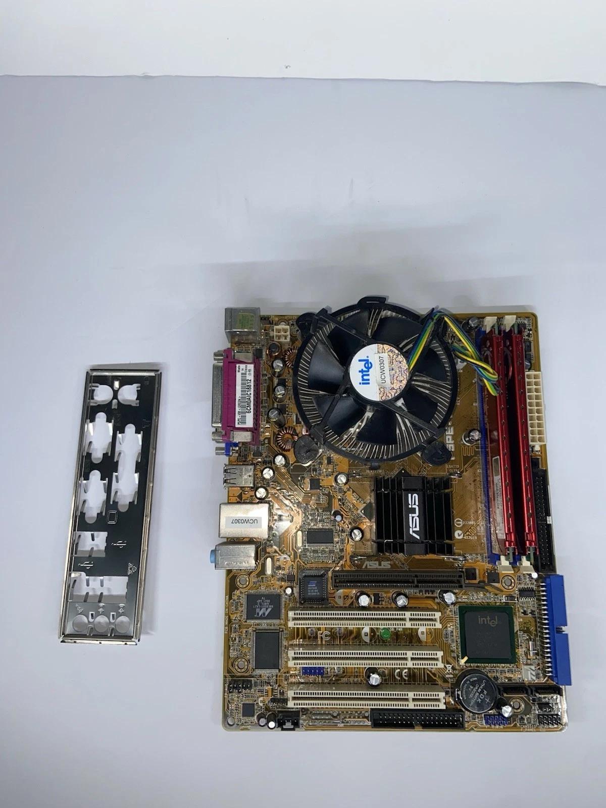 ASUS P5PE-VM MicroATX LGA775 TESTED Motherboard w/ I/O Shield Celeron D 2GB RAM