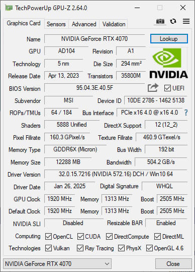 RTX 4070 VENTUS 3X 12G OC