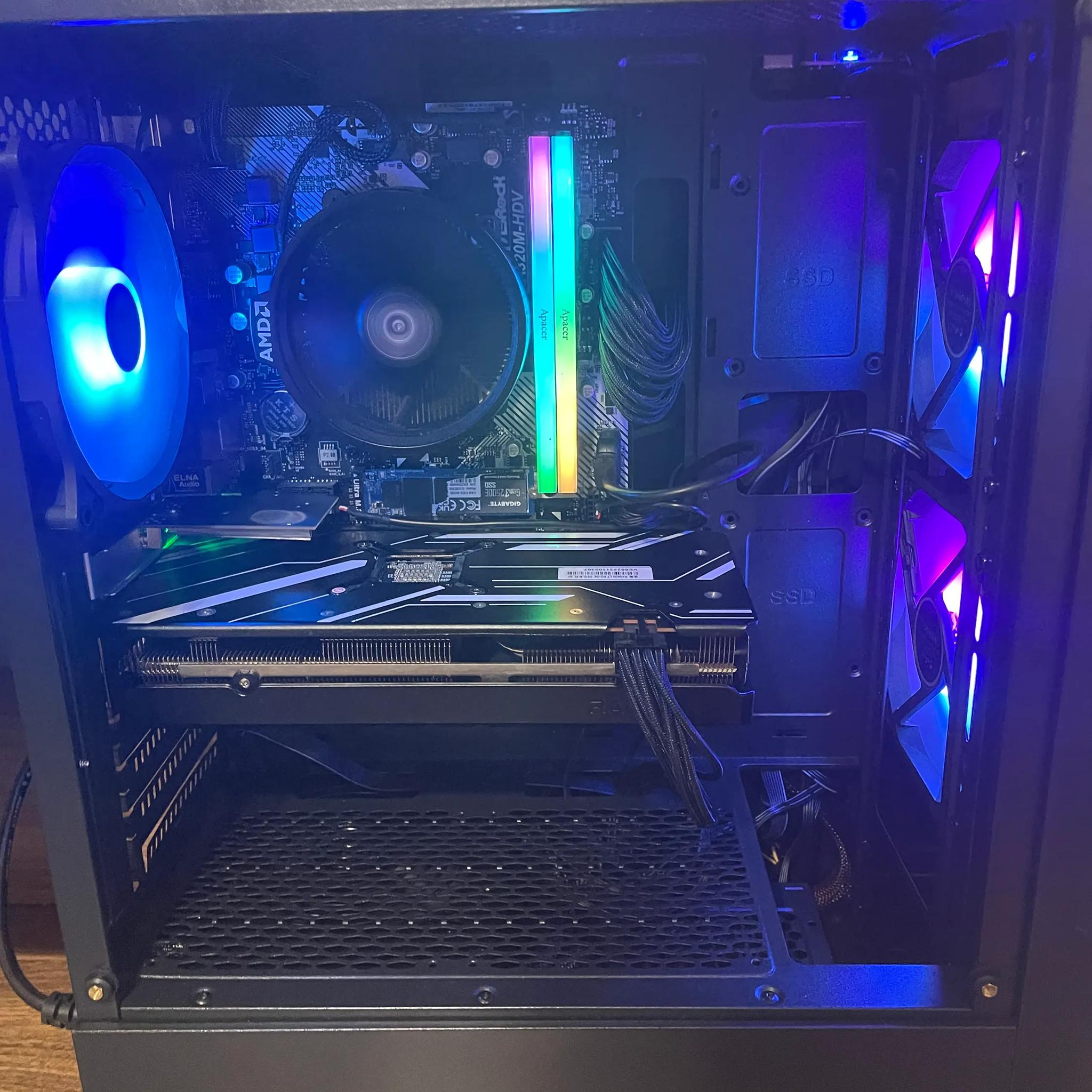 Custom Gaming PC - "Nebula" || Ryzen 7 || RX 6600  - Black and Rainbow Gaming Computer