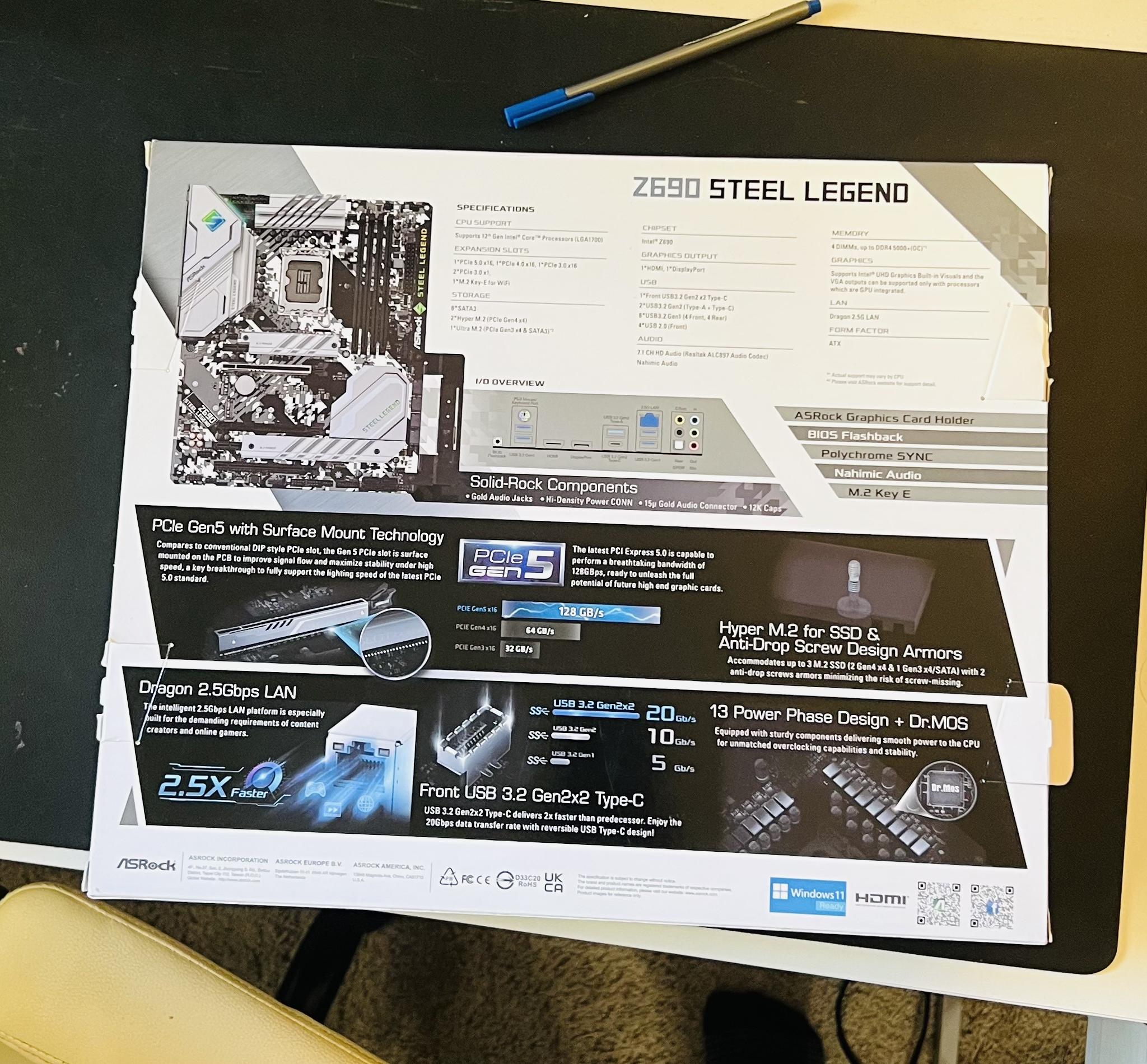 ASRock Steel Legend Z690 MOBO | New in Box | LGA 1700 | Intel 14th, 13th and 12th Gen Supported
