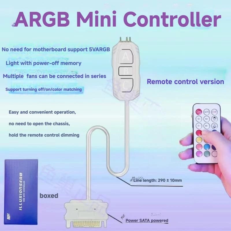 5V 3pin To SATA Power Supply RGB Sync Controller Cable With Remote