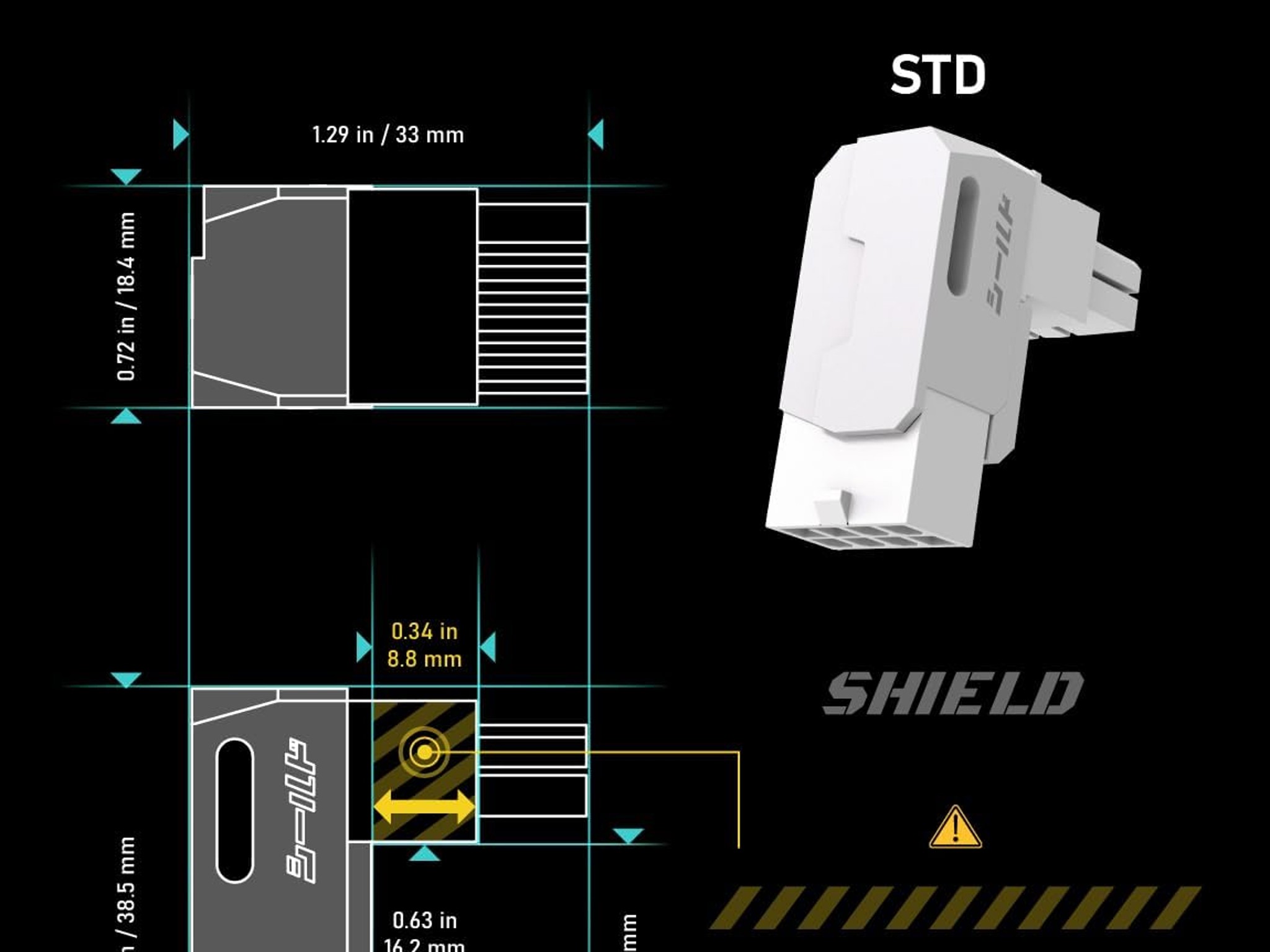 8-Pin PCIe GPU Power Adapter 90-Degree Angled Connector Aluminum White RVS 2 pack