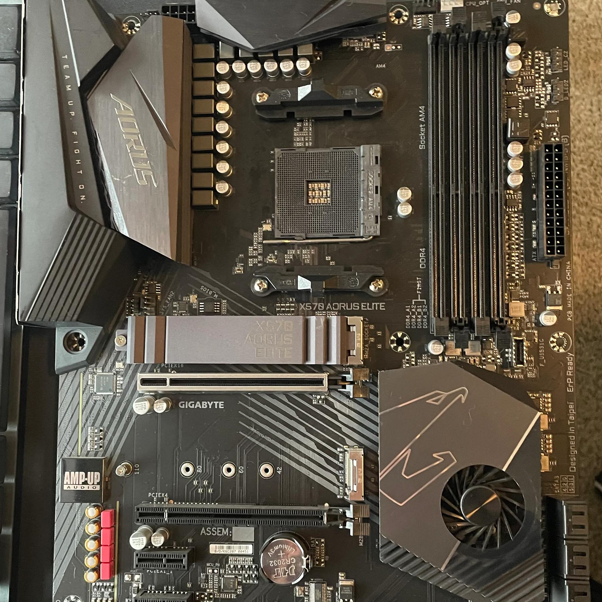 Gigabyte x570 AORUS ELITE ATX AM4 Motherboard, non Wifi, working condition