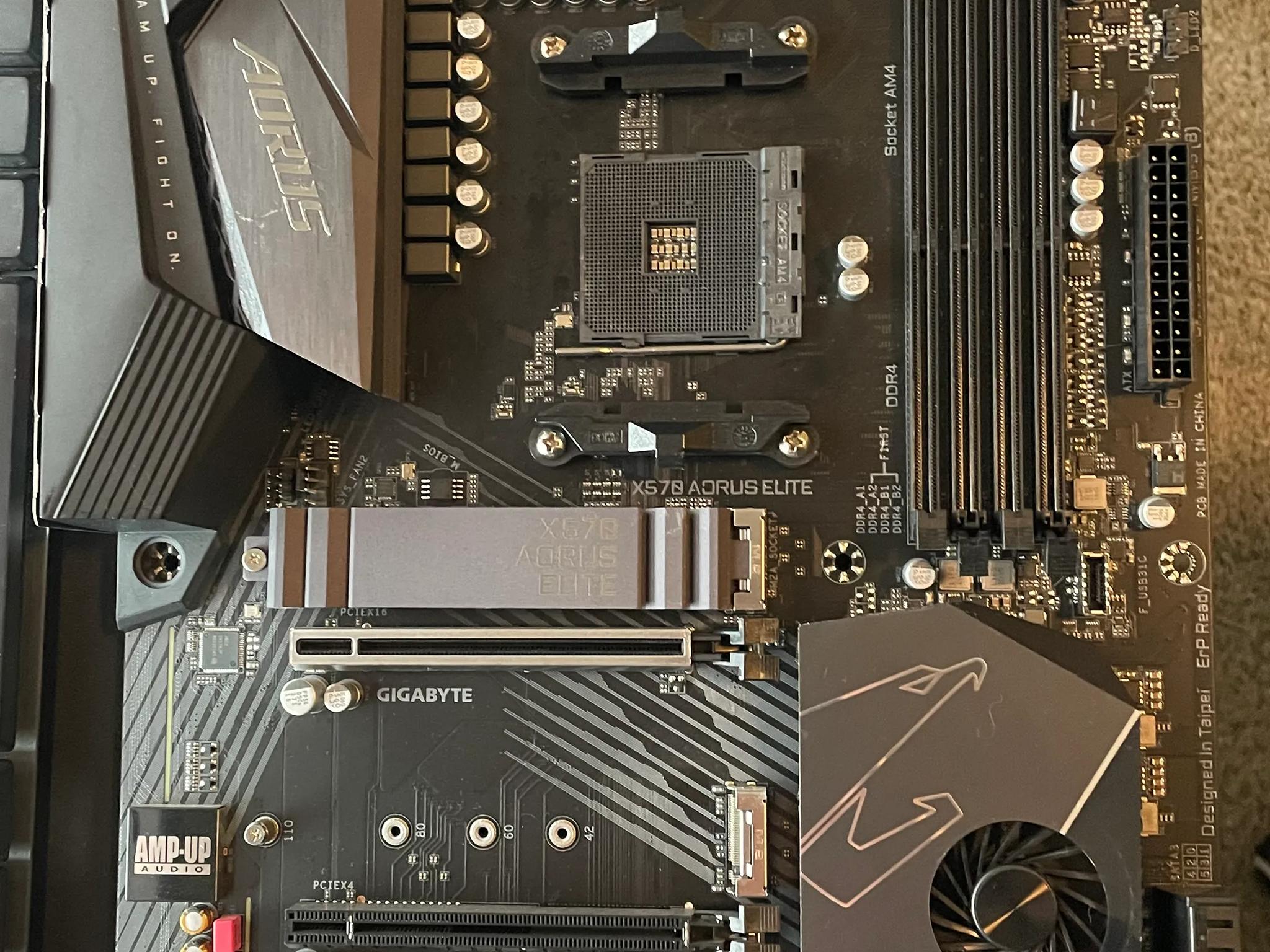Gigabyte x570 AORUS ELITE ATX AM4 Motherboard, non Wifi, working condition