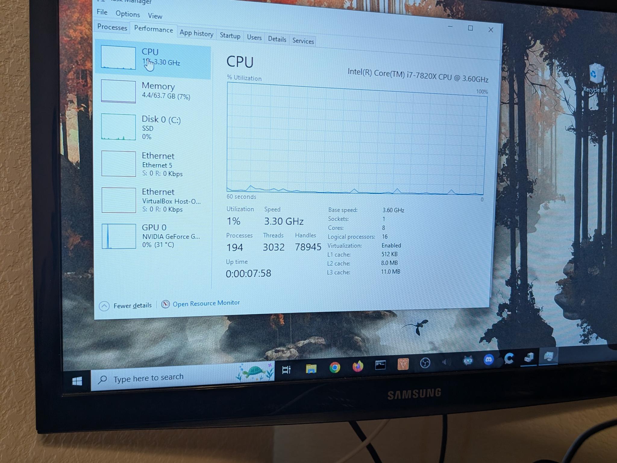 Intel I7 7820X Workstation