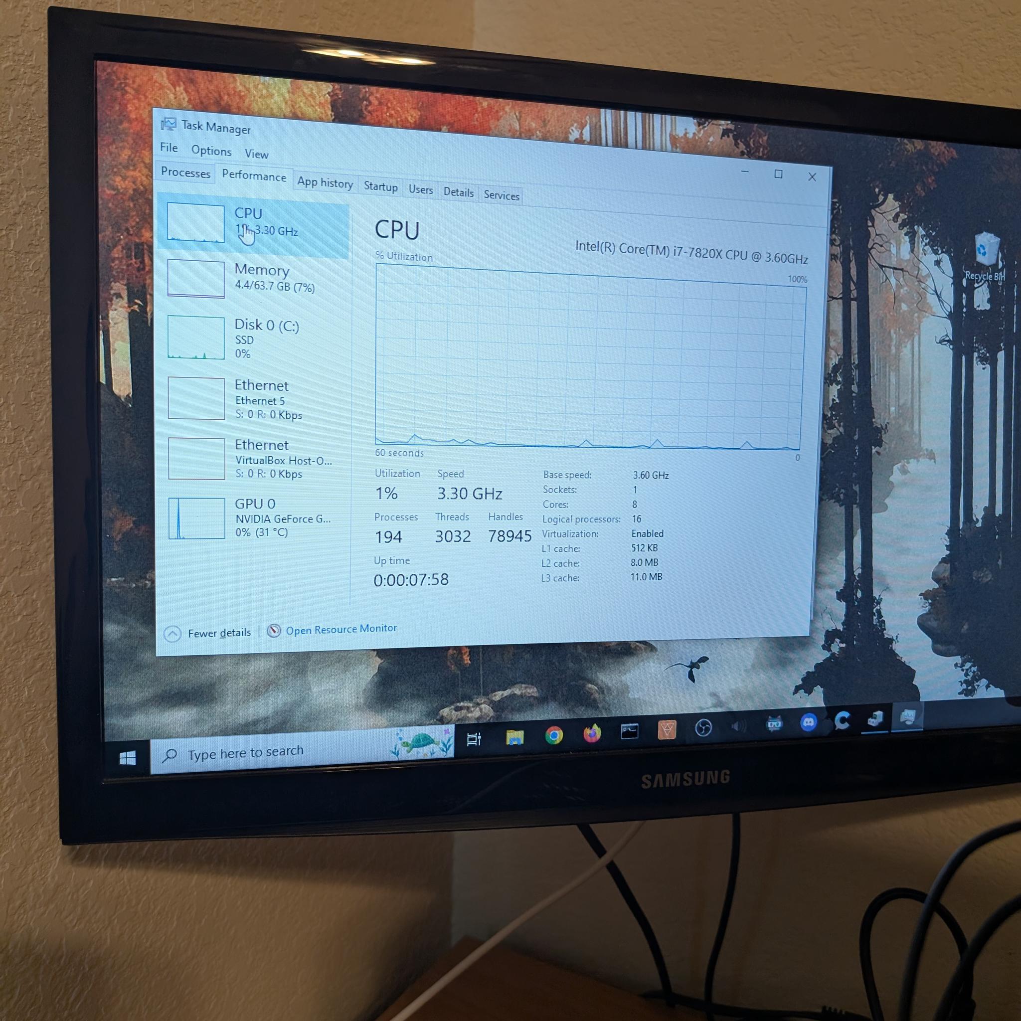 Intel I7 7820X Workstation