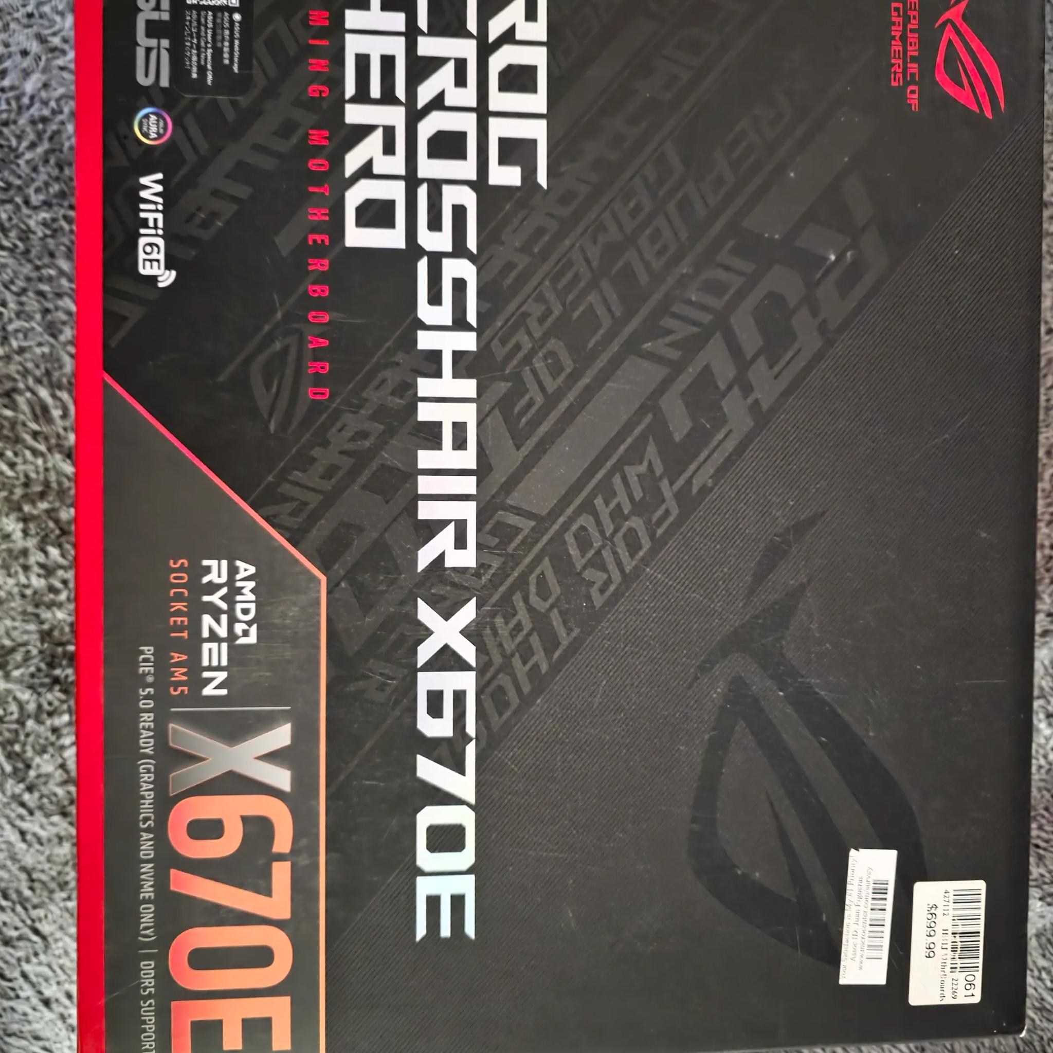 AMD ROG Bundle  X670e crosshair hero , G. Skill Trident Z 32gbs6000MTCL30-40-40-96