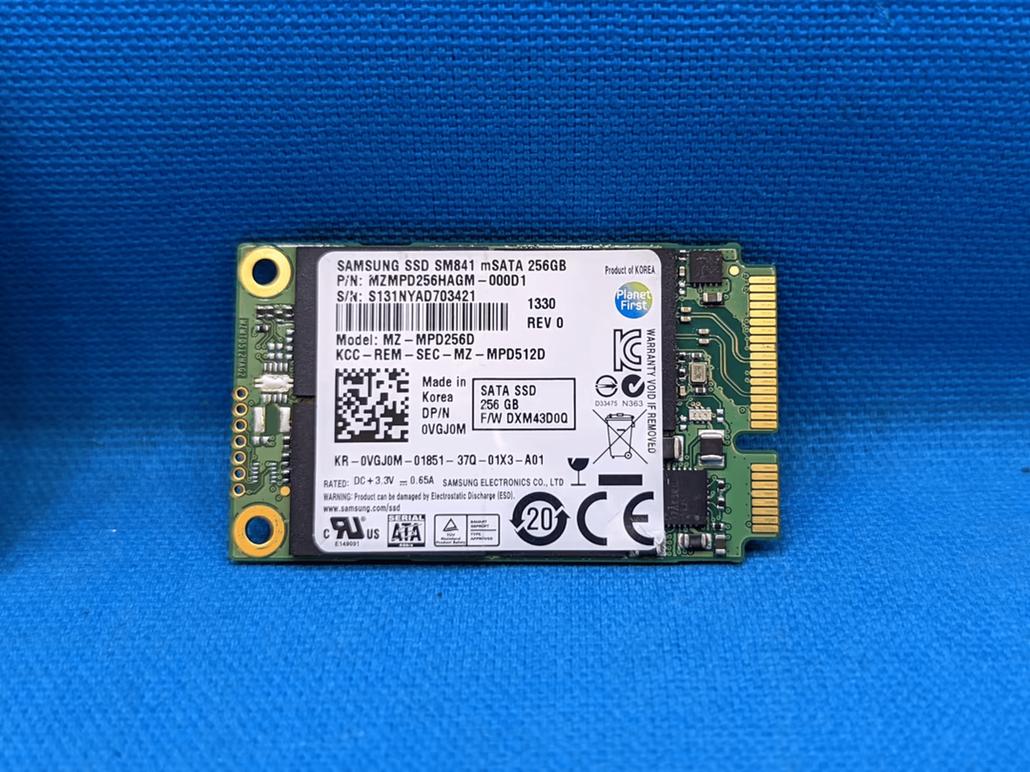 256GB mSATA Samsung SM841 mSATA SSD Solid State Drive - 97% health