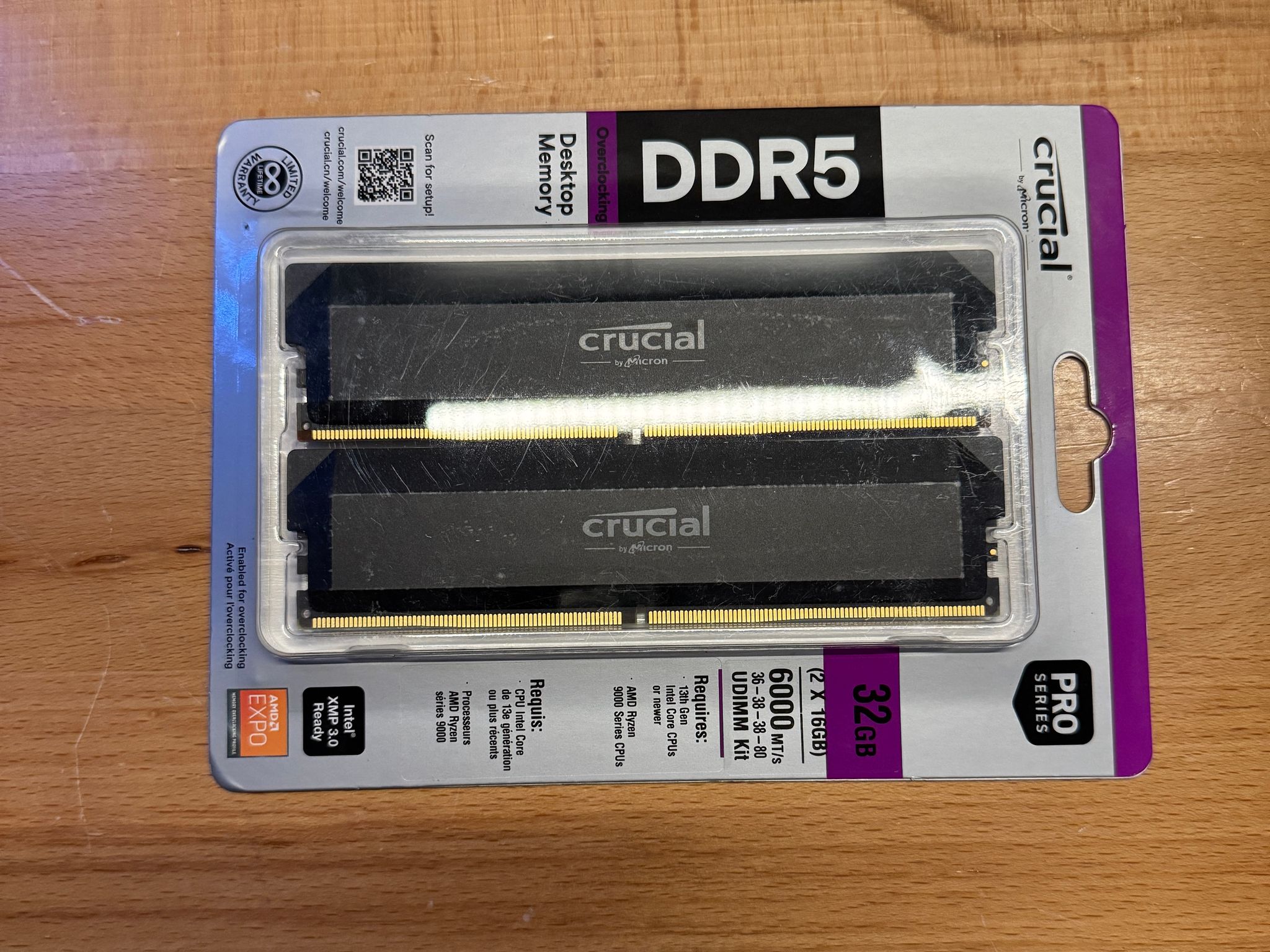 32GB (2x16GB) Crucial Pro DDR5 6000MHz