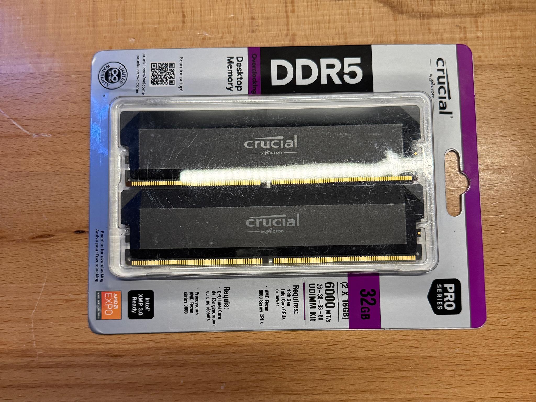 32GB (2x16GB) Crucial Pro DDR5 6000MHz