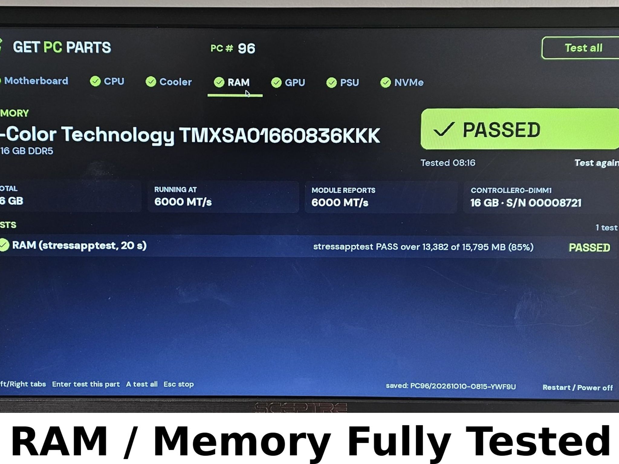 16GB DDR5 (1x16GB) CL36 6000MT/s V-Color XSky