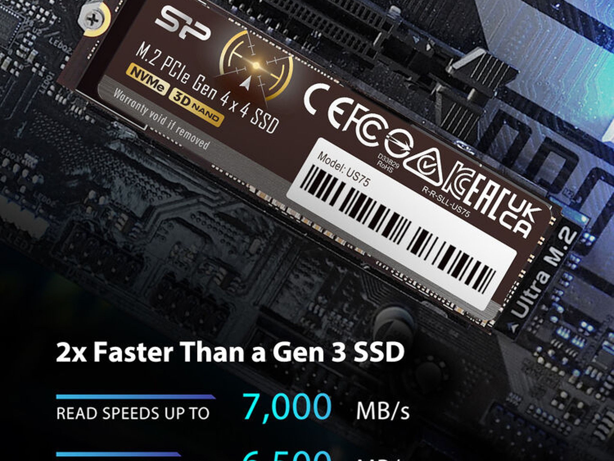 2TB US75 Silicon Power NVMe PCIe 4.0 M.2 Internal SSD