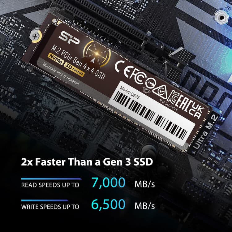 2TB US75 Silicon Power NVMe PCIe 4.0 M.2 Internal SSD