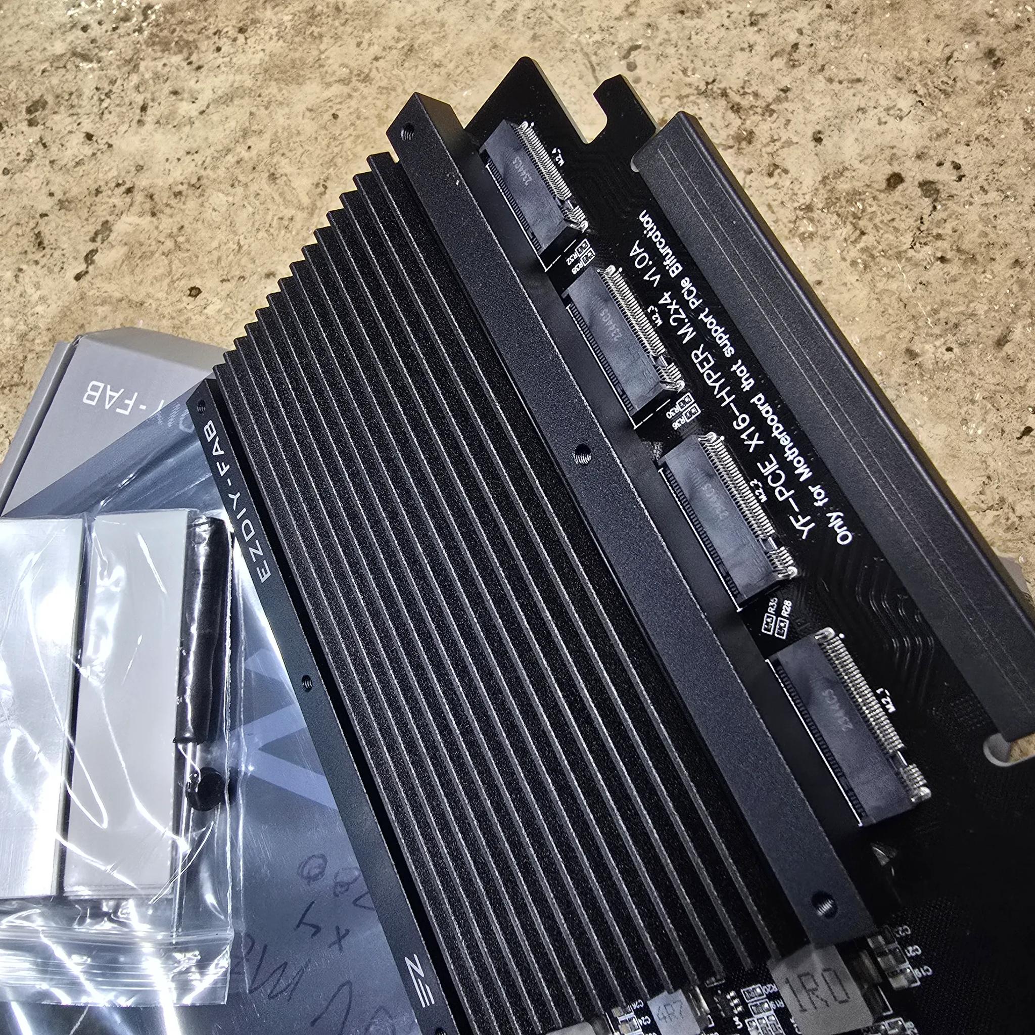 EZDIY-FAB Quad M.2 PCIe 4.0/3.0 X16 Expansion Cad with Heatsink Support 4 x PCIe NVME M.2 SSD RAID