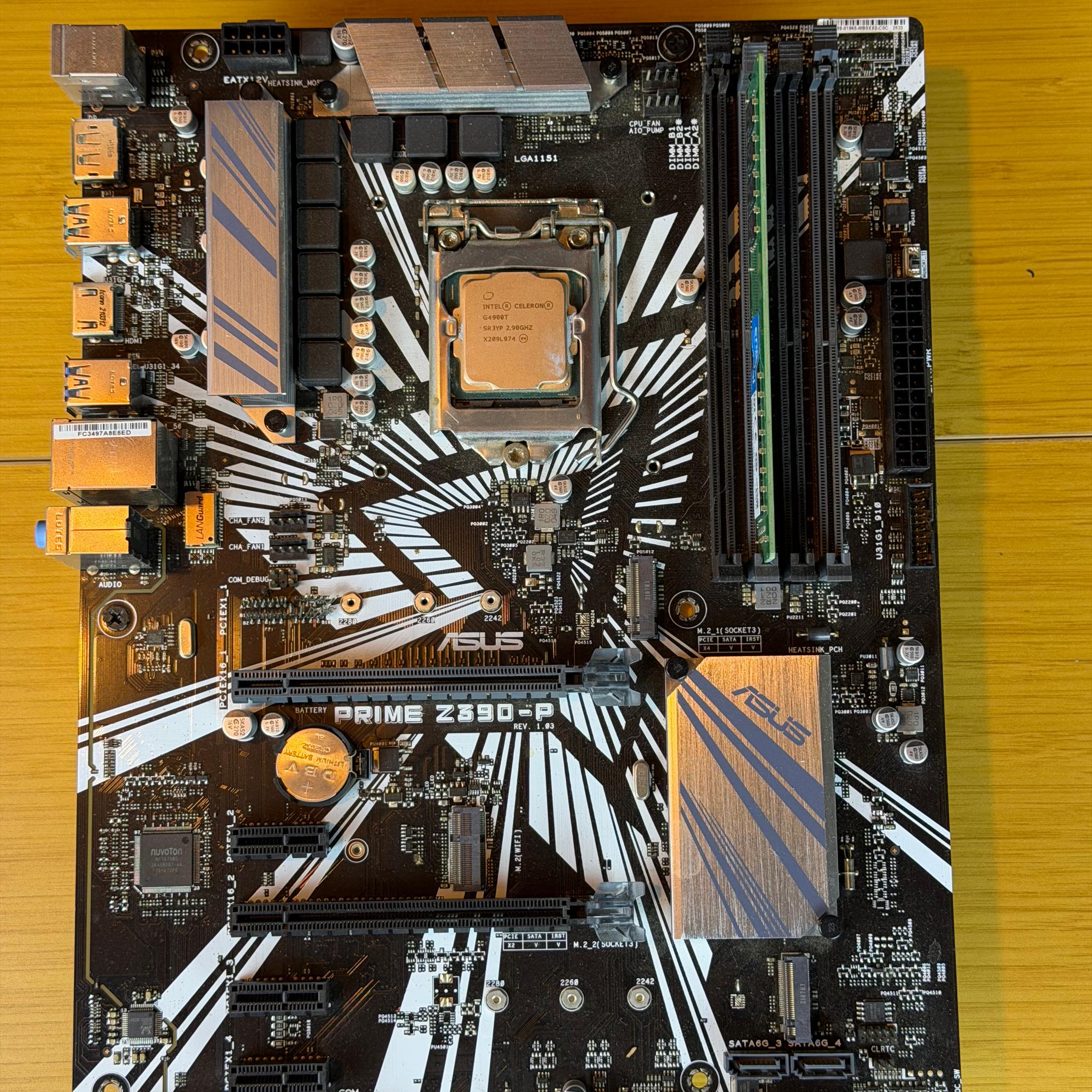 Asus PRIME z390-P G4900T+8gb Ram with CPU cooler