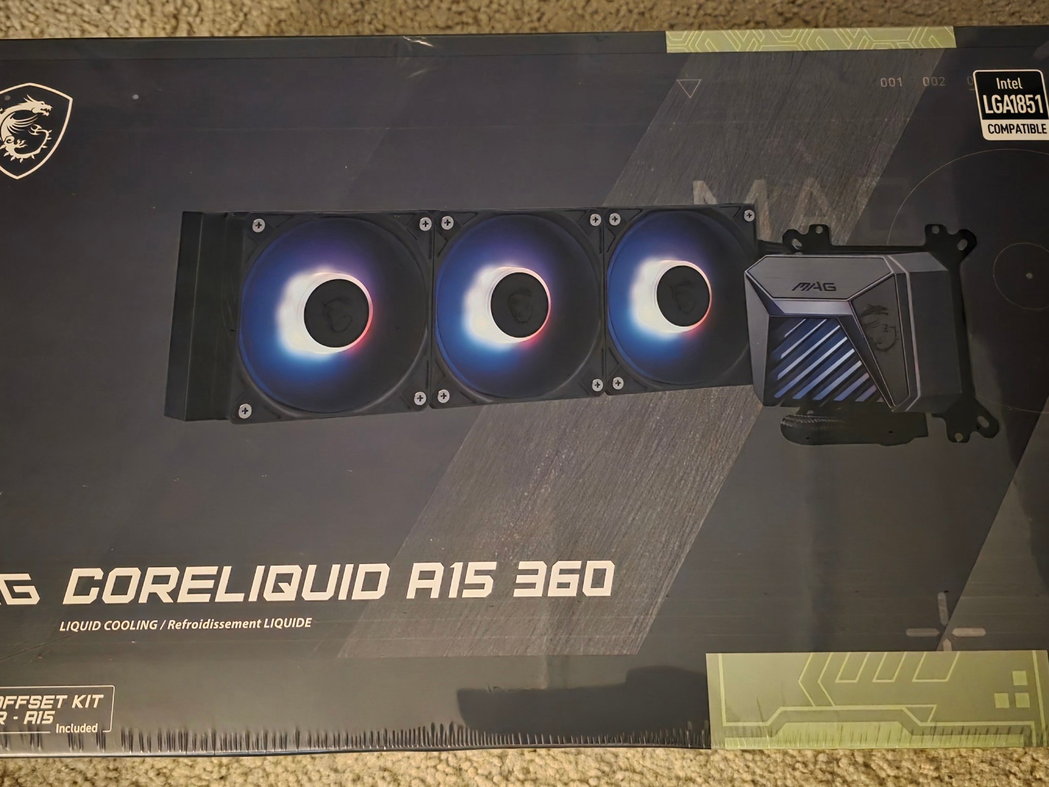 MSI MAG Coreliquid A15 360 Black ARGB AIO Cooler LGA 1700/1851/AM5/AM4 Sockets Brand New Sealed