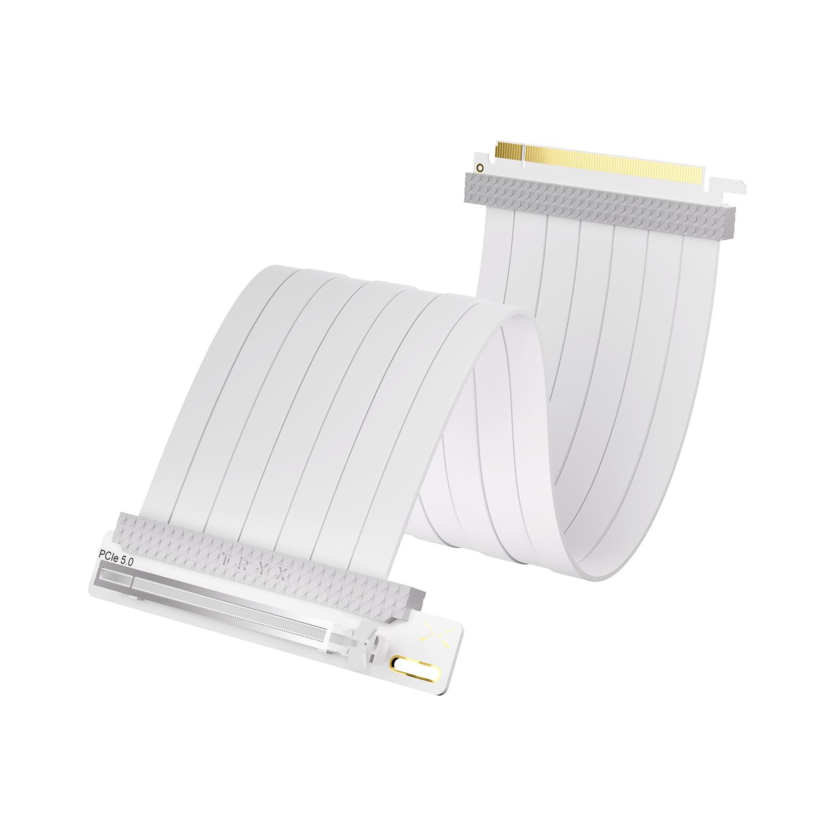 TRYX String PCIE 5.0 x 16 White Riser Cable 300mm 128GB/s Vertical Graphic Card/GPU Mount sealed
