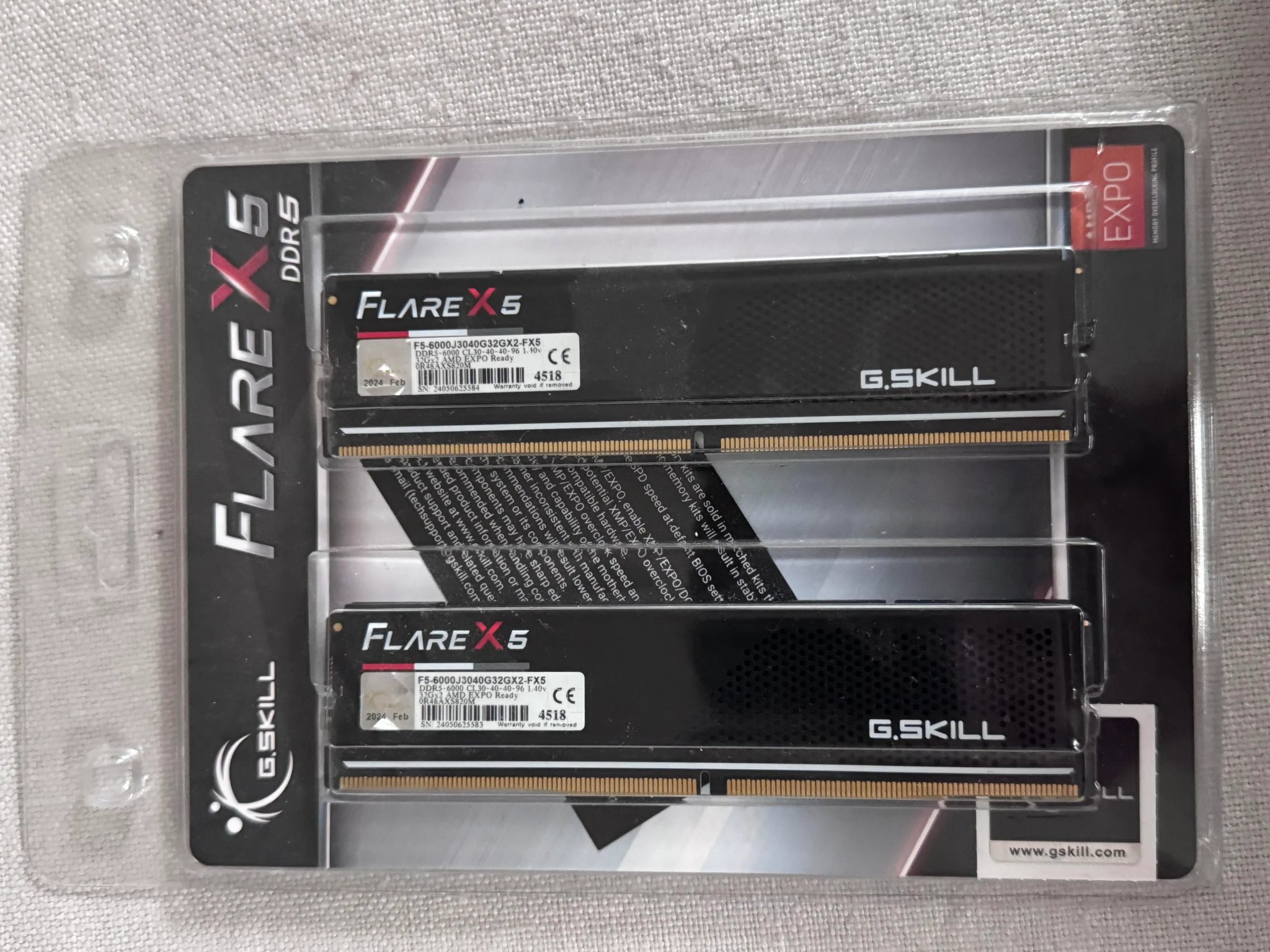 FlareX5 G.Skill 2x32gig ddr5 6000